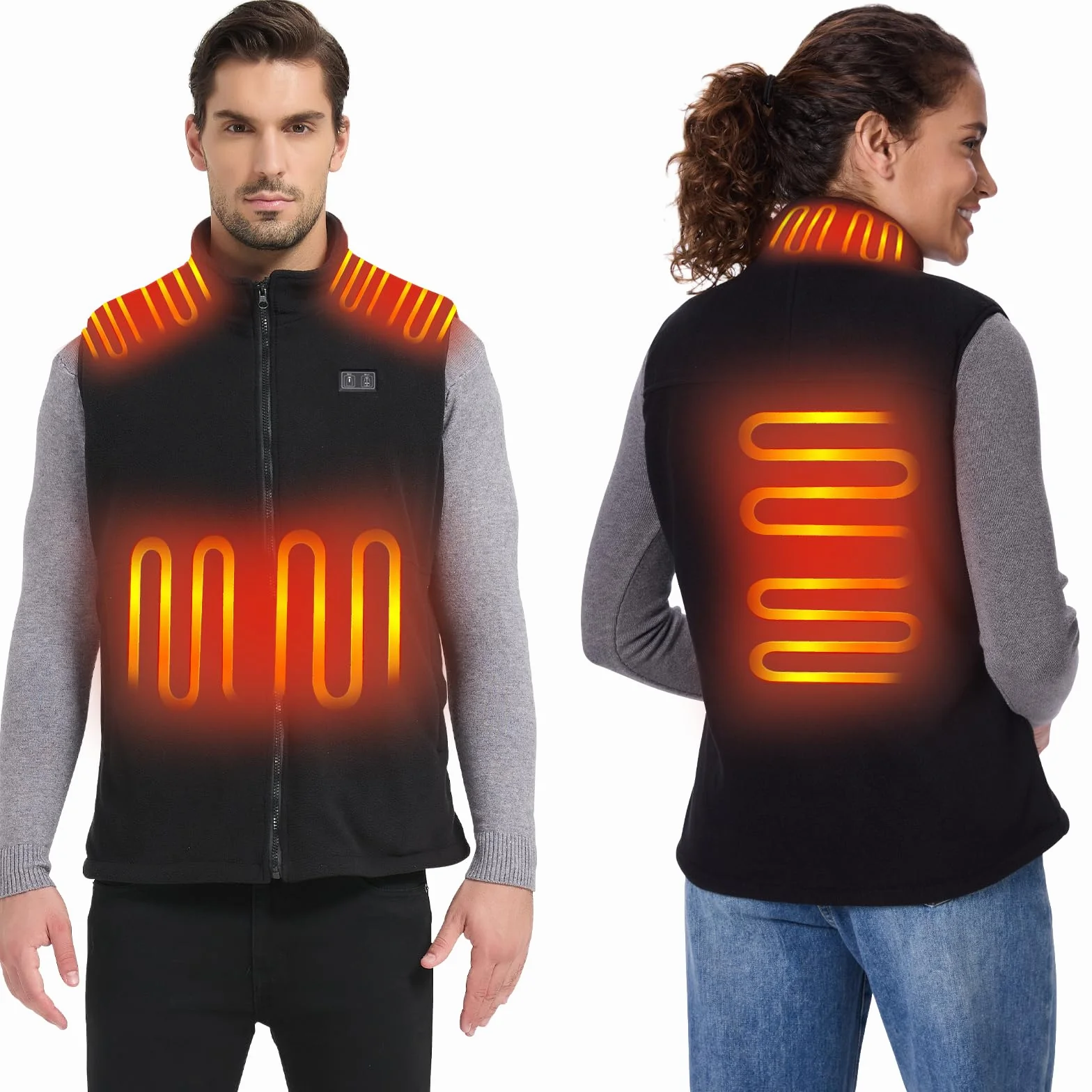 Loowoko chaleco calefactable Forro polar hombre mujer (sin bateria), ropa termico calefactable ligera, 3 niveles+6 zonas de calefacción