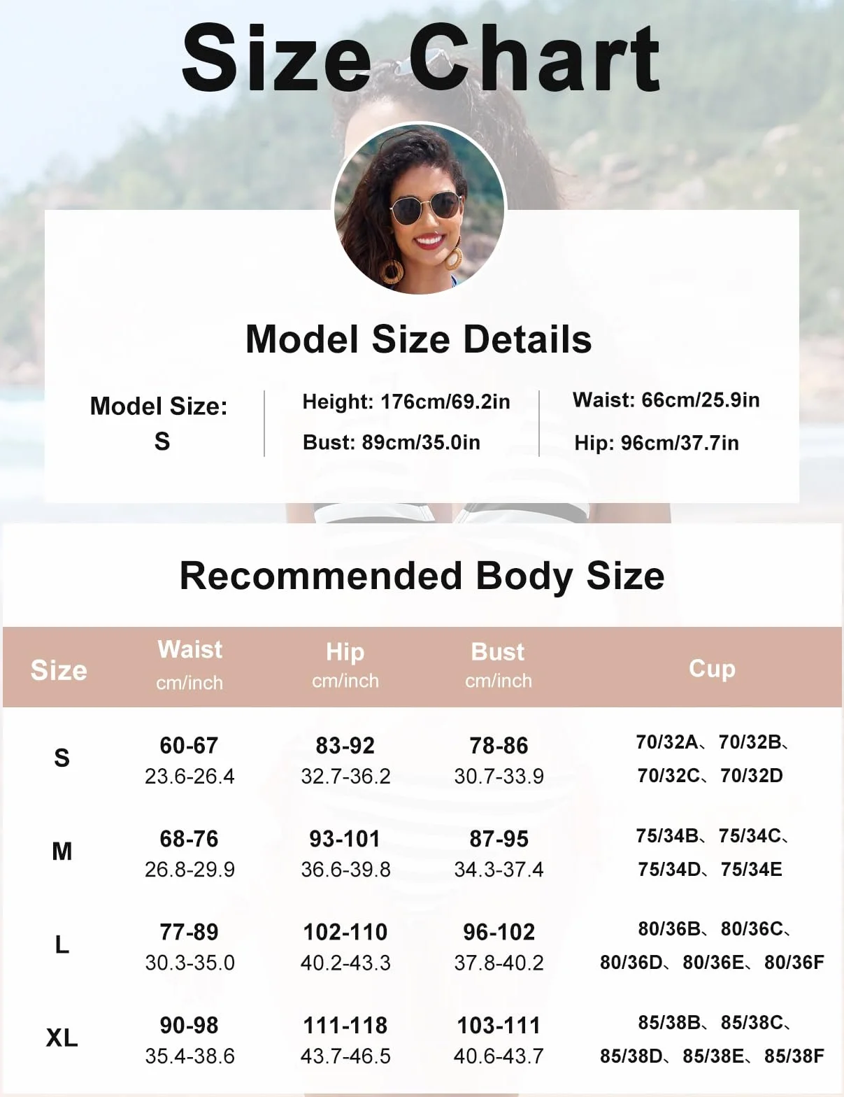 Voqeen Mujer Bikini Rayas Cabestro Traje de baño Acolchado Ropa de Playa de Dos Piezas