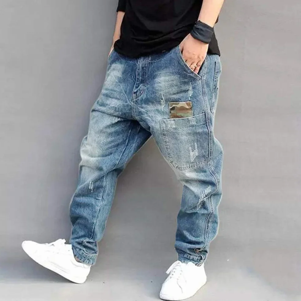 ORANDESIGNE Pantalones Vaqueros para Hombre Rectos Ajuste Cómodo Hip Hop Pantalones de Baile Callejero Bolsillos Múltiples Vaqueros de Carga de Mezclilla