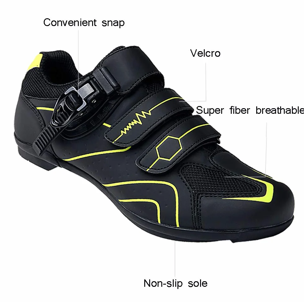 Earnmore Zapatillas de Ciclismo Antideslizantes, Zapatillas de Bicicleta de Carretera y Montaña de Fibra de Carbono Transpirables, Zapatillas Deportivas Asistidas con Tiras Reflectantes
