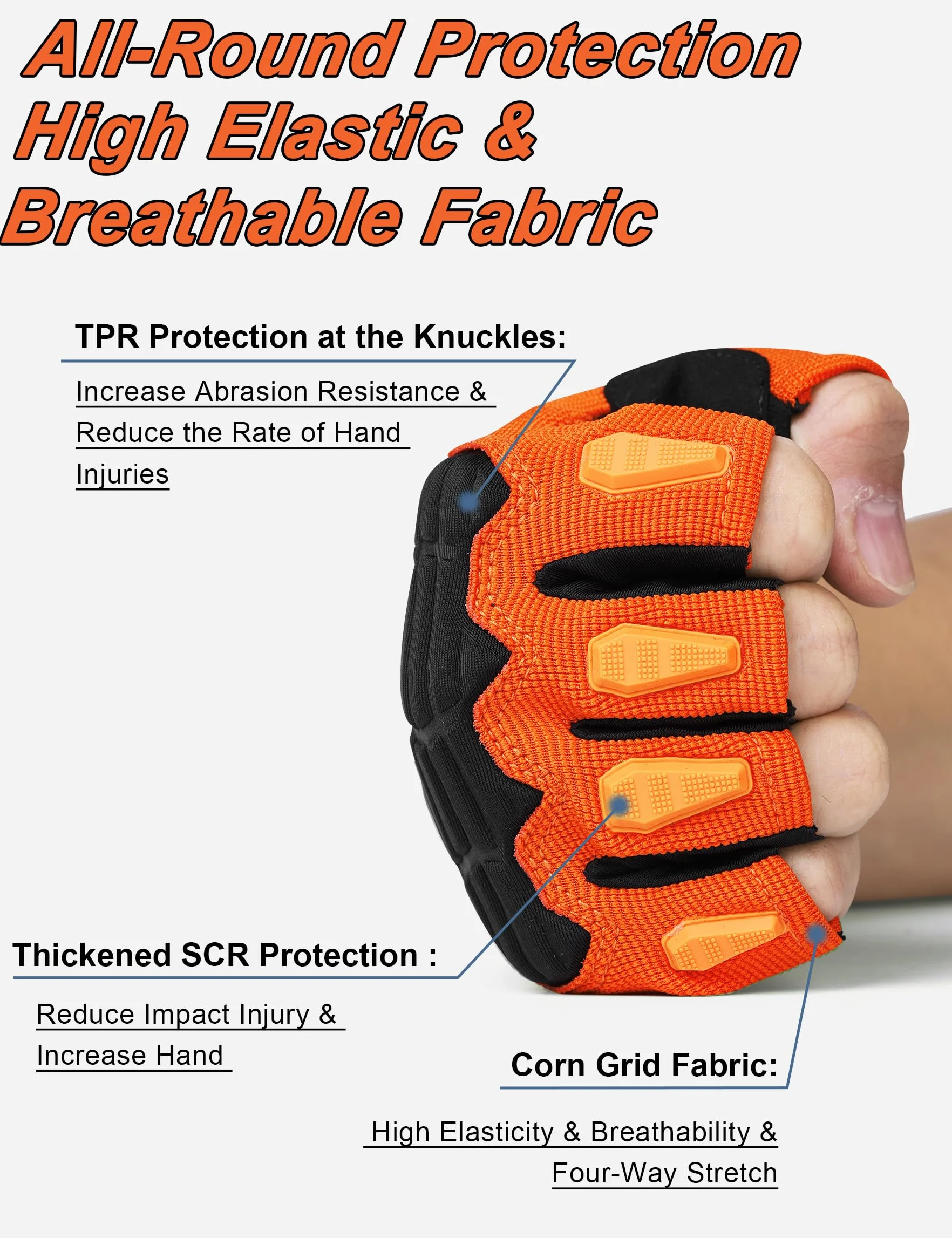 KUTOOK MTB Guantes de Ciclismo de Montaña Hombres Mujeres Verano con 5mm Palma Pad TPR SCR Protect Touch-Screen Transpirable KT202