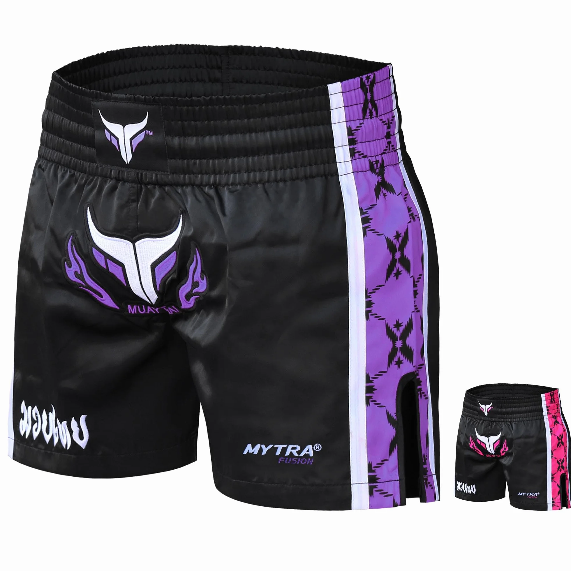 Mytra Fusion Pantalones Cortos de Muay Thai para Mujer, de Longitud Corta, Ideales para Lucha en Jaula, MMA, Kickboxing, Entrenamiento y Artes Marciales.