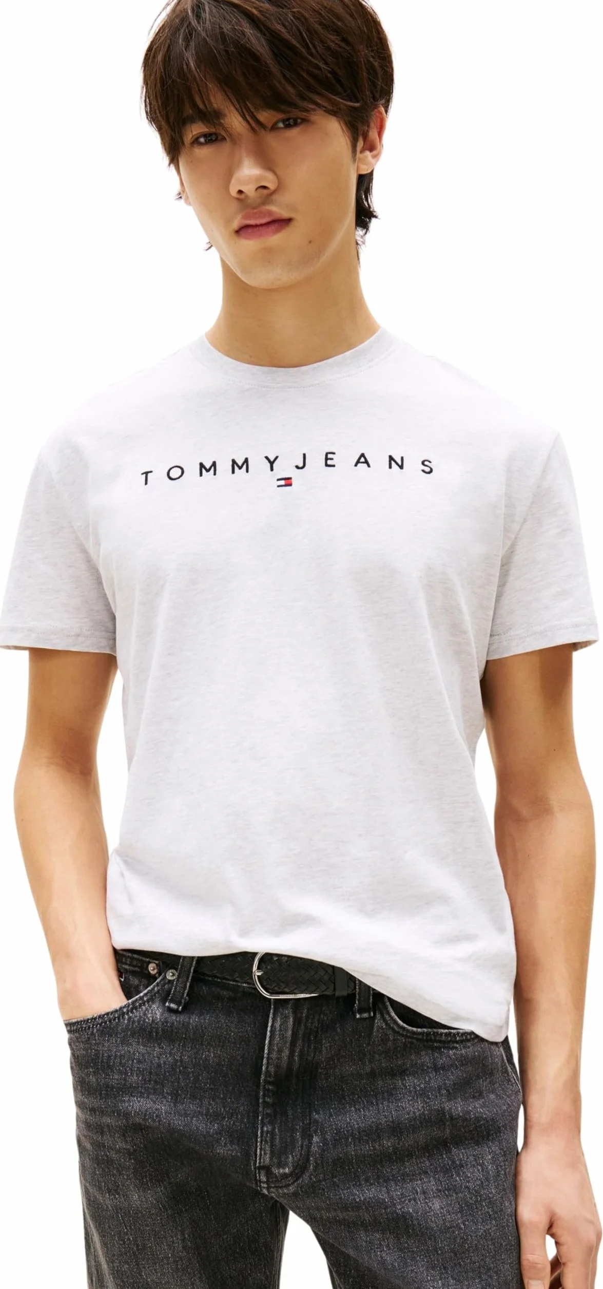 Tommy Jeans Camiseta Hombre Manga Corta Linear Logo Algodón