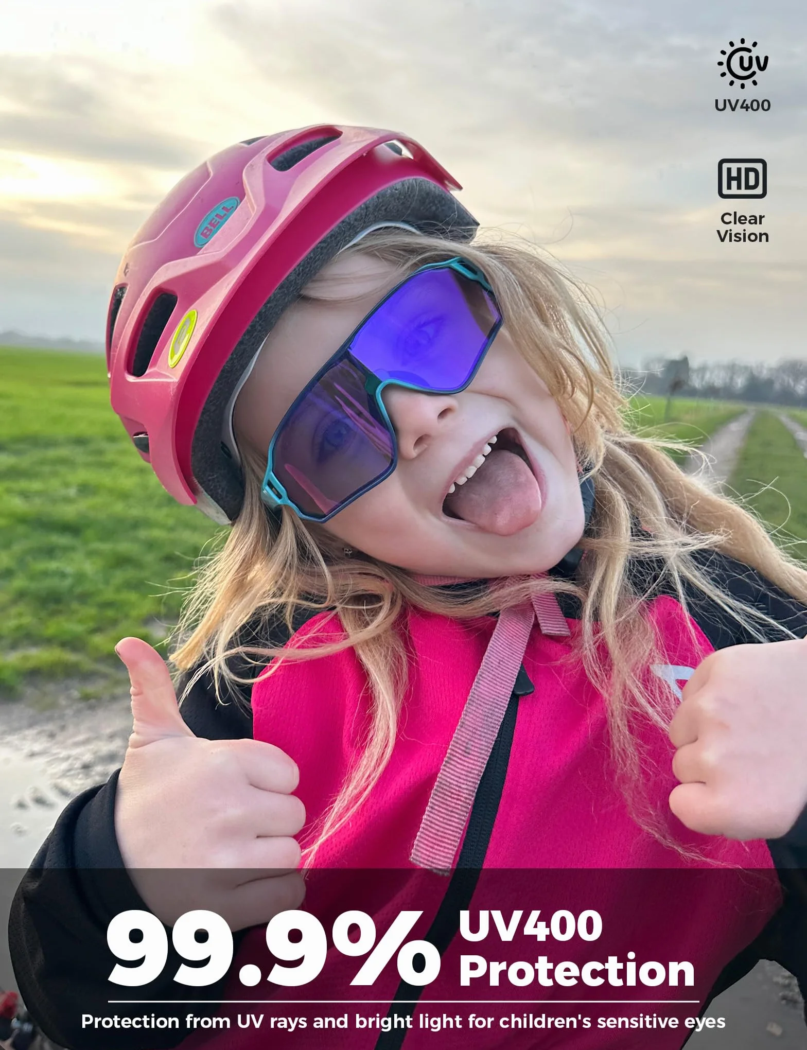 ROCKBROS Gafas Ciclismo para Niños, Gafas de Sol Polarizadas Montura TR90 Protección UV400