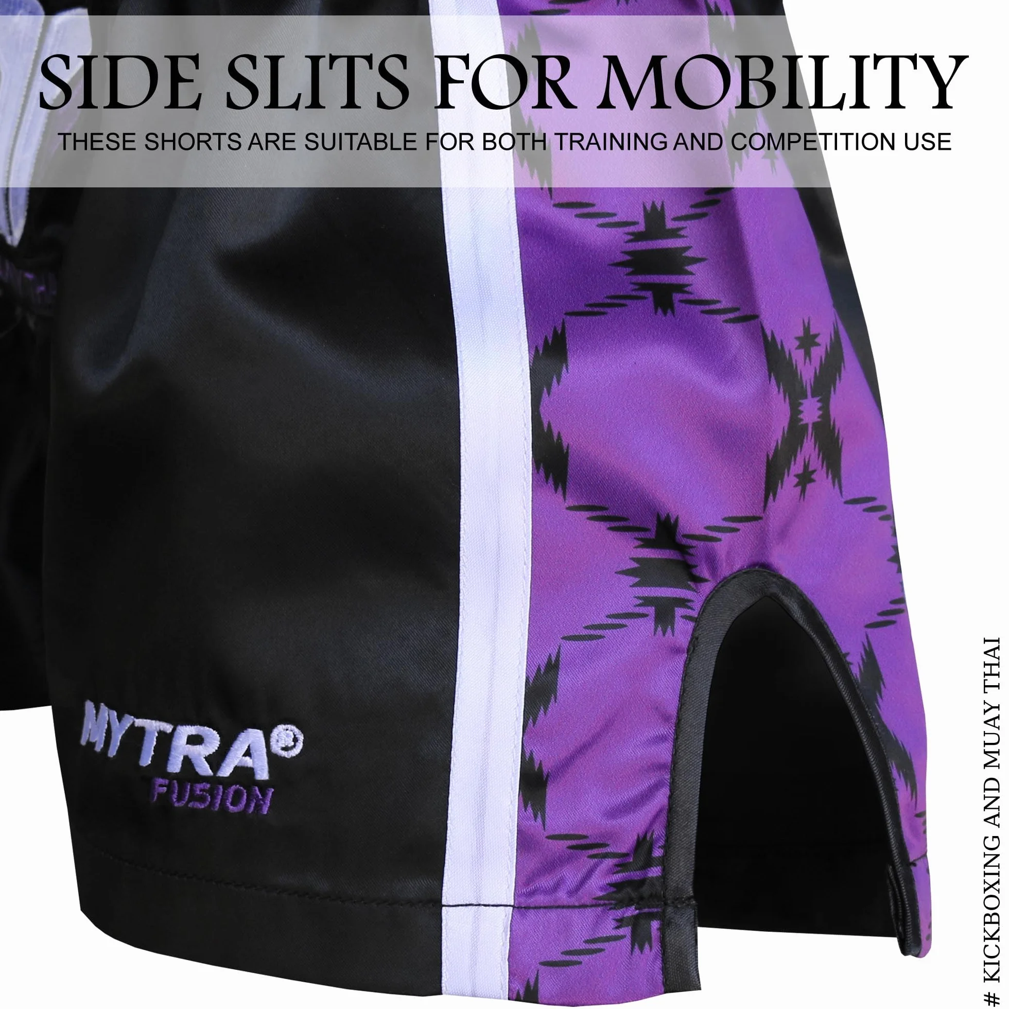 Mytra Fusion Pantalones Cortos de Muay Thai para Mujer, de Longitud Corta, Ideales para Lucha en Jaula, MMA, Kickboxing, Entrenamiento y Artes Marciales.