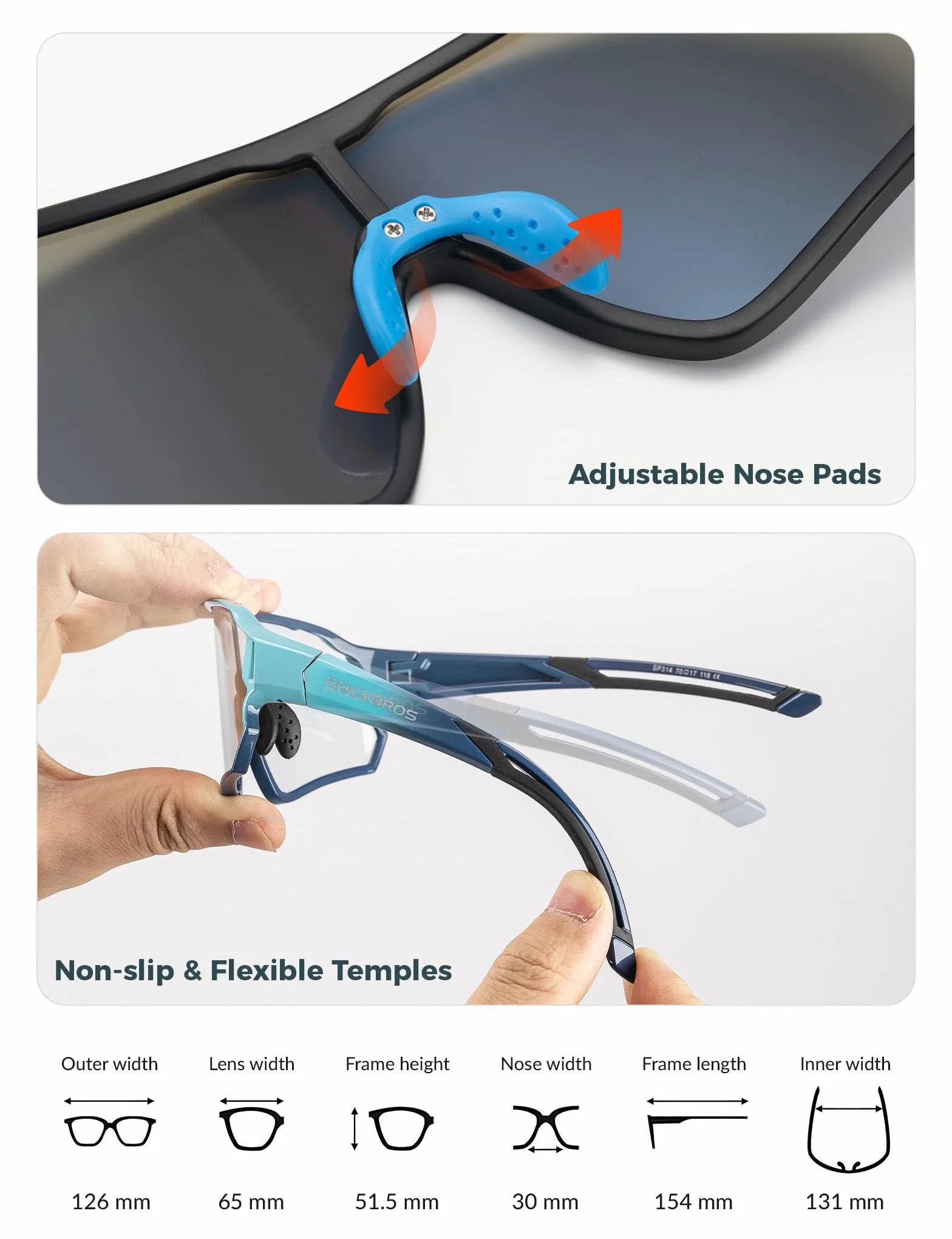 ROCKBROS Gafas Ciclismo para Niños, Gafas de Sol Polarizadas Montura TR90 Protección UV400