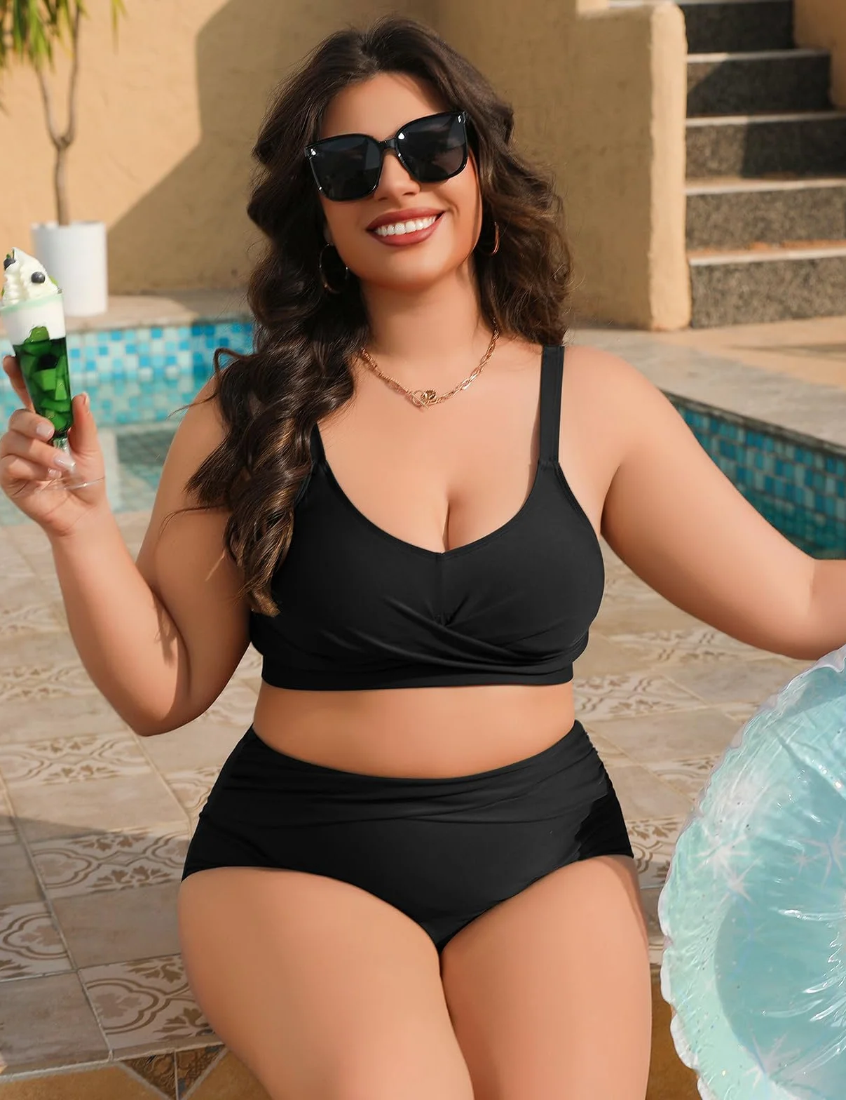 Tuopuda Bikini Mujer Talla Grande Push Up Cintura Alta Traje de Baño Dos Piezas Conjunto de Bikini Biquini con Relleno Bikini Top con Brasileño Braga Alta Natacion Playa M-4XL