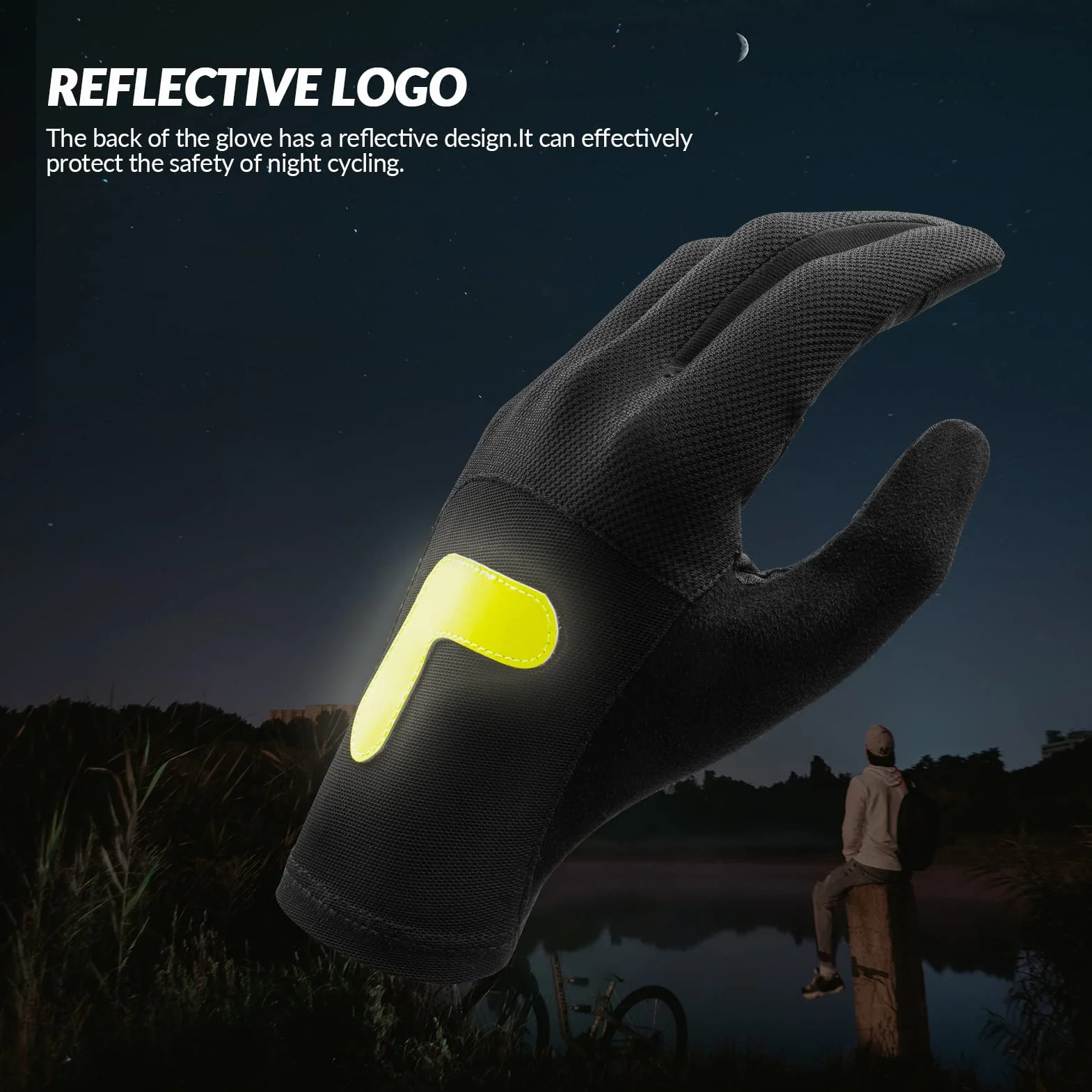 ROCKBROS Guantes de Ciclismo Pantalla Táctil para Hombre Mujer, Guantes Largos de Verano Transpirables para Bicicleta Deportes, Negro