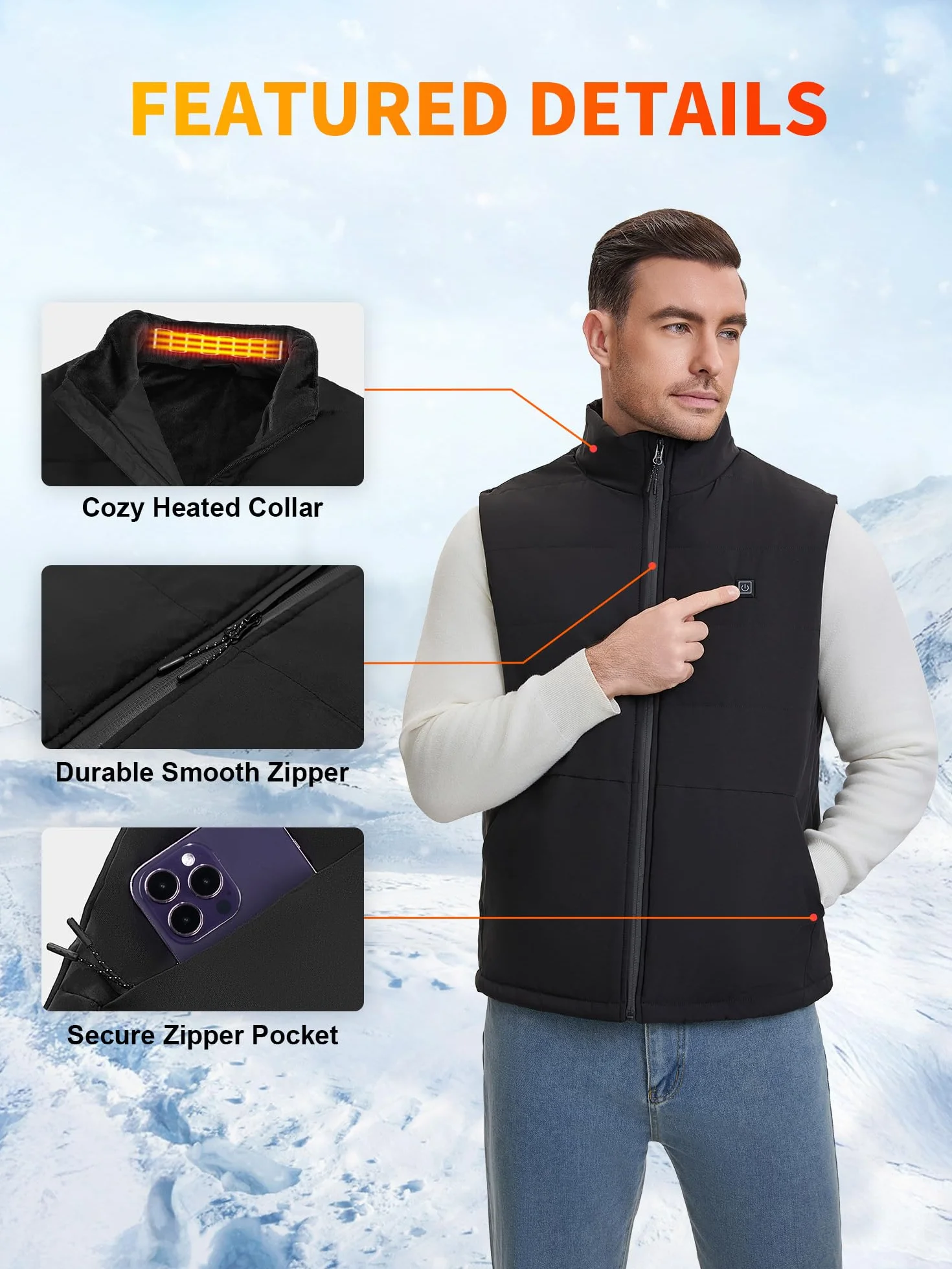 Chaleco Térmico Para Hombres Y Mujeres Con Banco De Energía, Chaqueta Térmica Sin Mangas Con 3 Niveles De Temperatura, Calentador Corporal Térmico Lavable Para Actividades Al Aire Libre