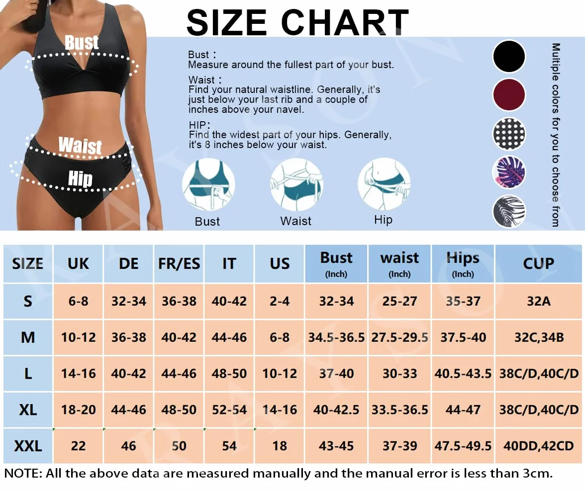 Mujer Traje de Baño de Dos Piezas Push-up Cuello en V Bañador Cintura Media Correas Laterales del Bikini Set Estampado Ropa de Playa Traje de Baño