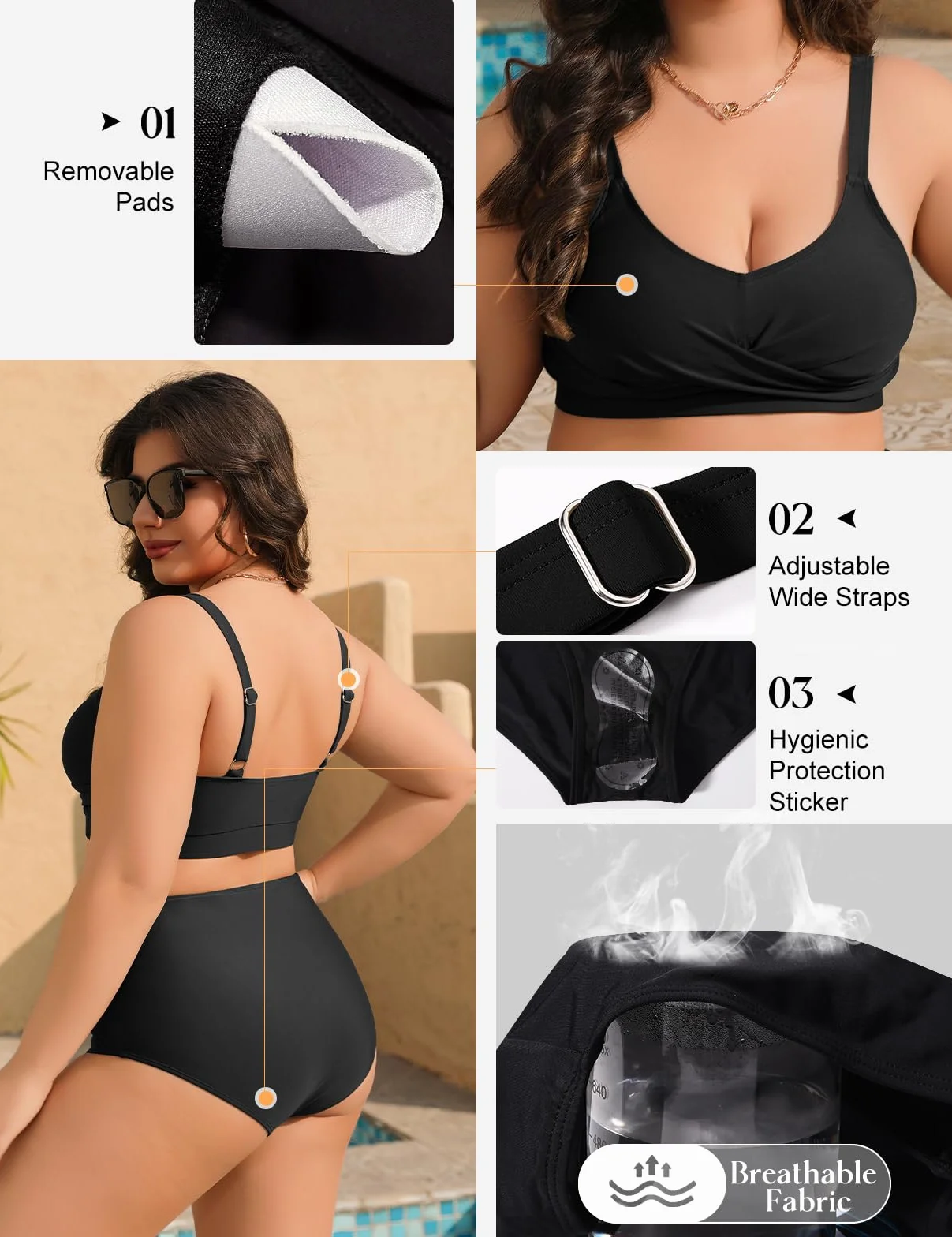 Tuopuda Bikini Mujer Talla Grande Push Up Cintura Alta Traje de Baño Dos Piezas Conjunto de Bikini Biquini con Relleno Bikini Top con Brasileño Braga Alta Natacion Playa M-4XL
