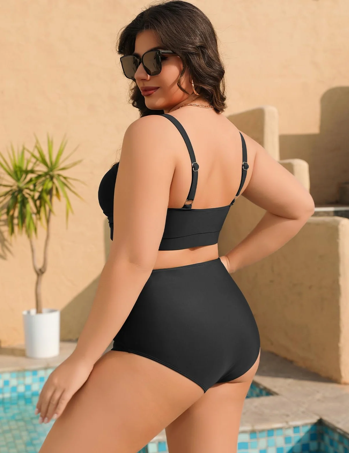 Tuopuda Bikini Mujer Talla Grande Push Up Cintura Alta Traje de Baño Dos Piezas Conjunto de Bikini Biquini con Relleno Bikini Top con Brasileño Braga Alta Natacion Playa M-4XL