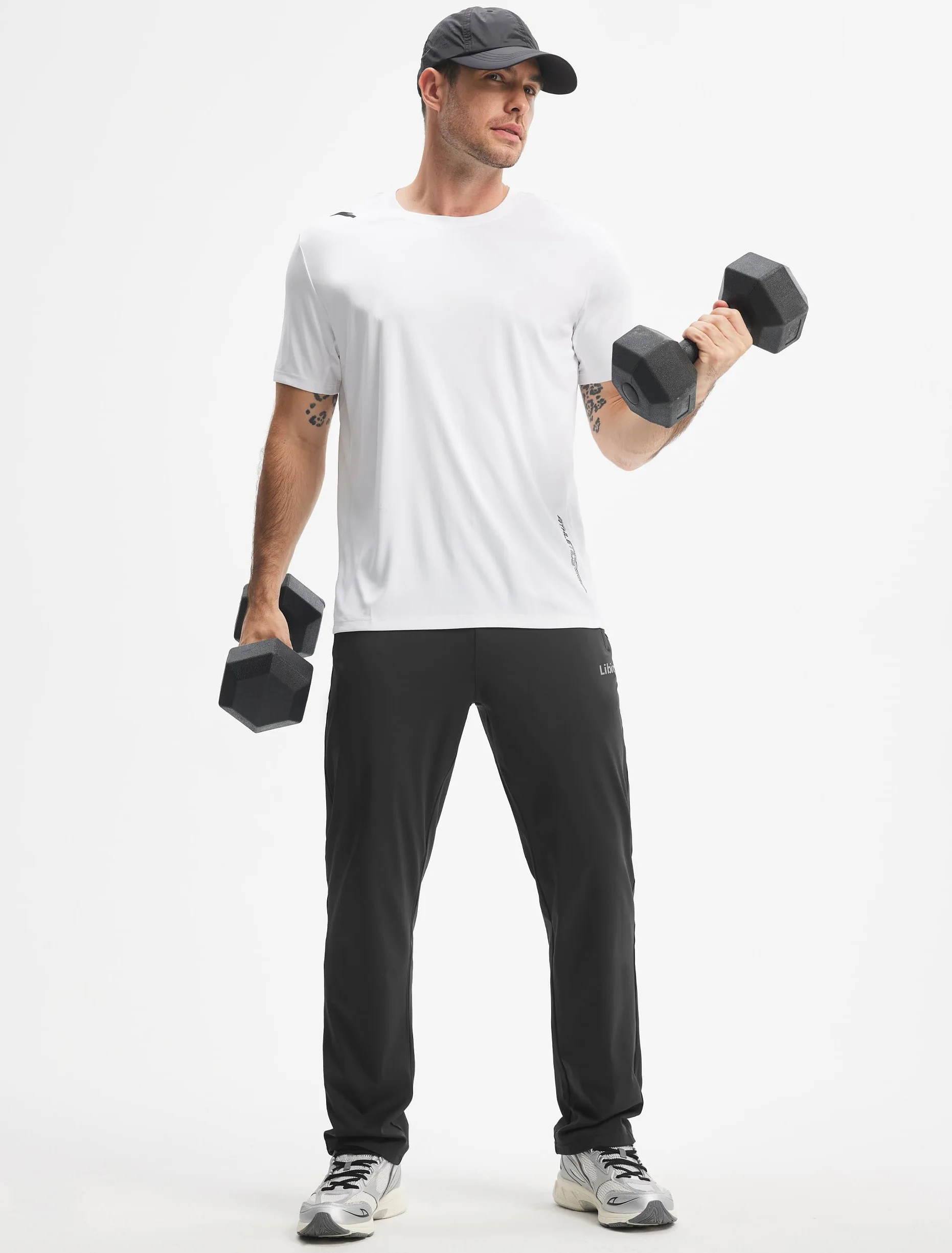 Libin Pantalon Chandal Hombre Recto Largos Deporte Running Pantalón Cintura Elástica de Fato Treino Gimnasio Chinos Jogger con Bolsillos de Cremallera