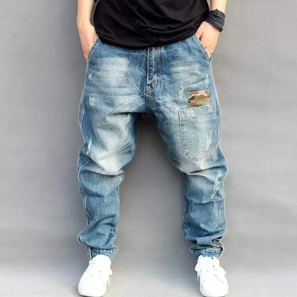 ORANDESIGNE Pantalones Vaqueros para Hombre Rectos Ajuste Cómodo Hip Hop Pantalones de Baile Callejero Bolsillos Múltiples Vaqueros de Carga de Mezclilla