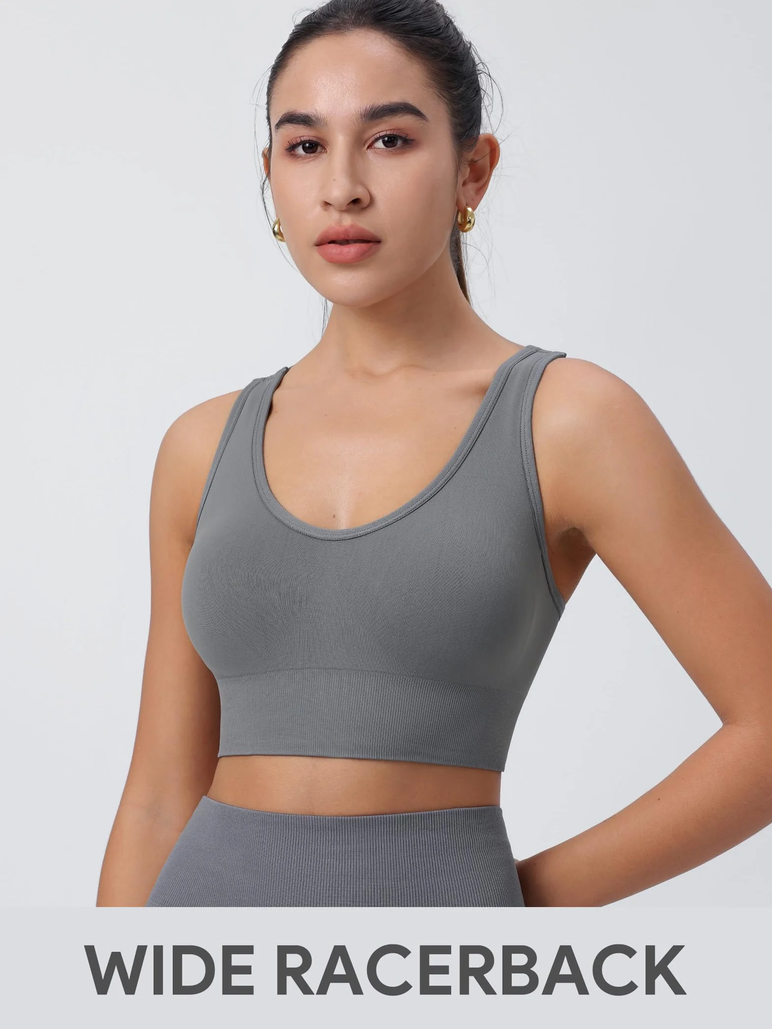 Sujetador Deportivo Mujer Alto Impacto Push up Almohadilla Desmontable Sin Costura 3Pcs para Yoga