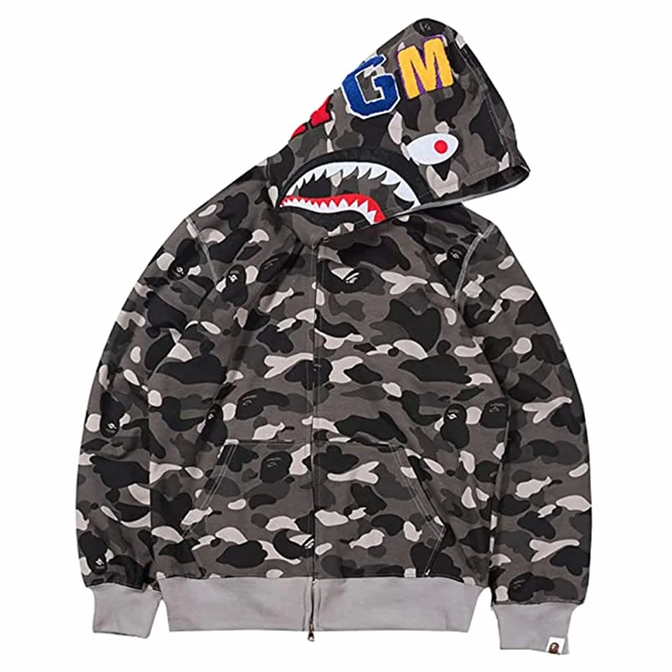 Sudadera Shark con Capucha Hombre Pullover Deportivo de Moda Estampada