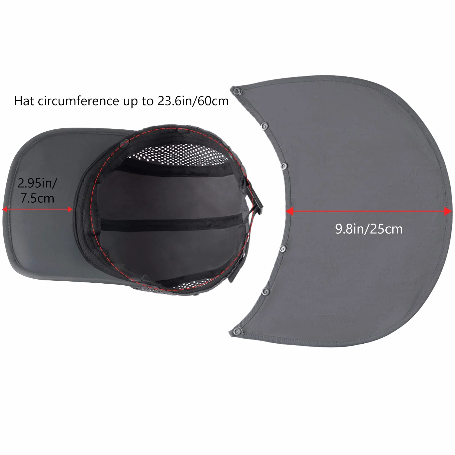 Bassdash UPF 50 + Gorra de Pesca Plegable Gorra de béisbol, con Tapa de Cuello extraíble, portátil, Adecuada para Senderismo de Golf Masculino y Femenino