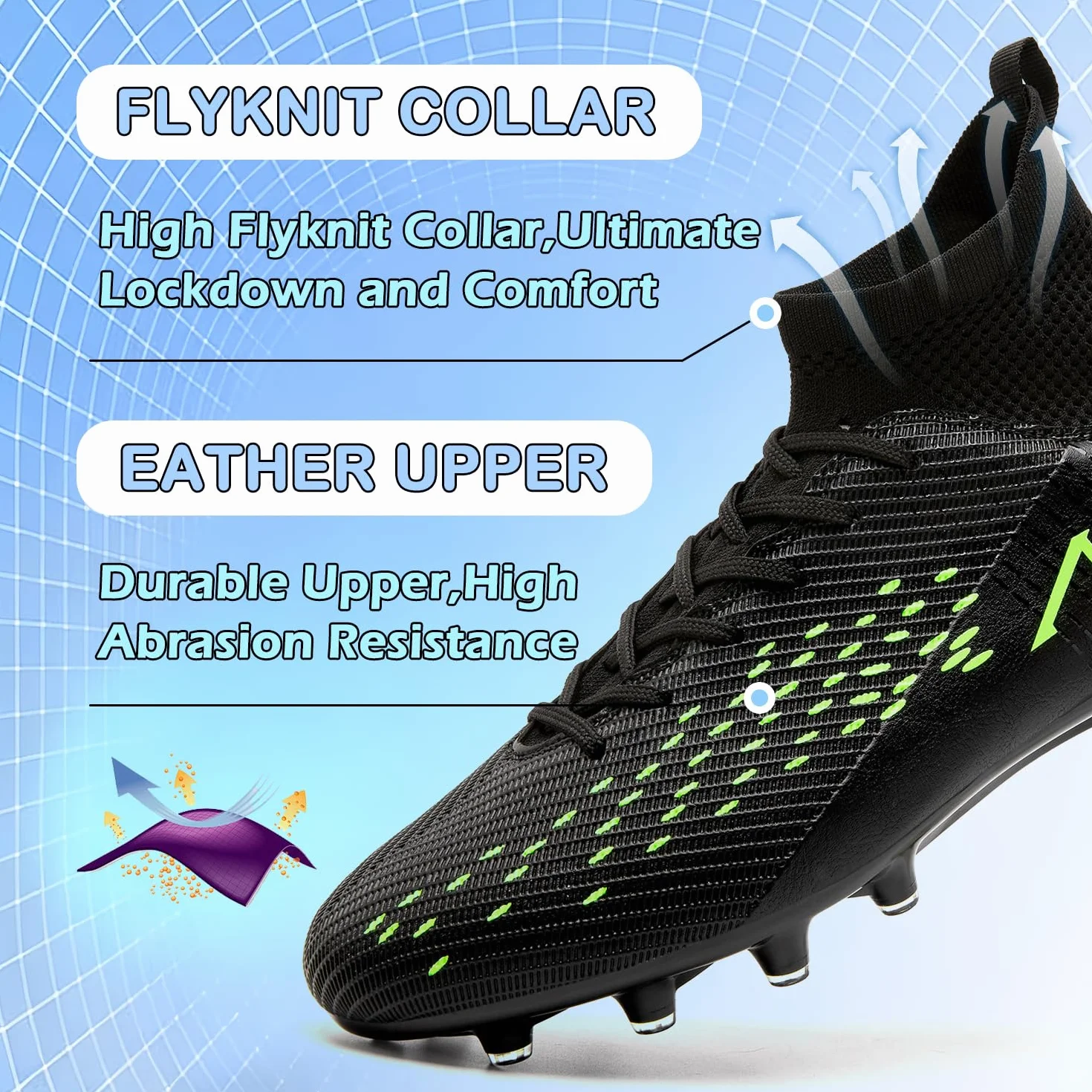 Zapatillas de Fútbol para Hombre Profesionales de Atletismo Banda Alta Calzado Césped Artificial