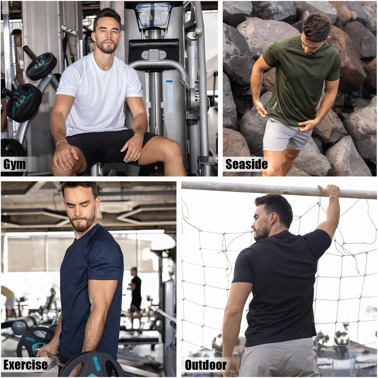 ZENGVEE 3 Piezas Camiseta Deporte Hombre Camisetas Manga Corta Hombre de Secado Rápido Respirable Ropa Gimnasio Running Fitness