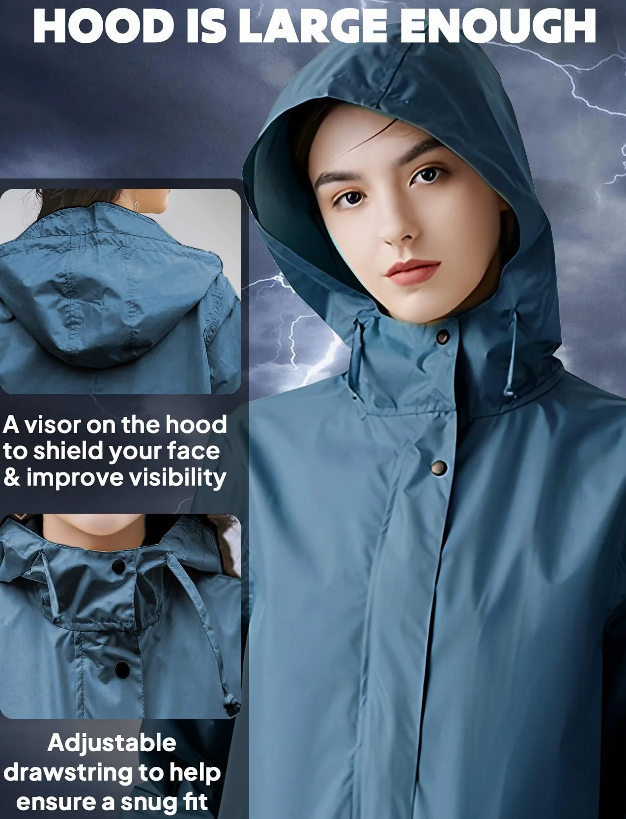 ANYOO Poncho de Lluvia Reusable de Ripstop transpirante Ligero a Prueba de Agua Multiuso Impermeable con Capucha de Lona de Tienda de Campaña Ideal para el Aire Libre Campamento Excursionismo y Pesca