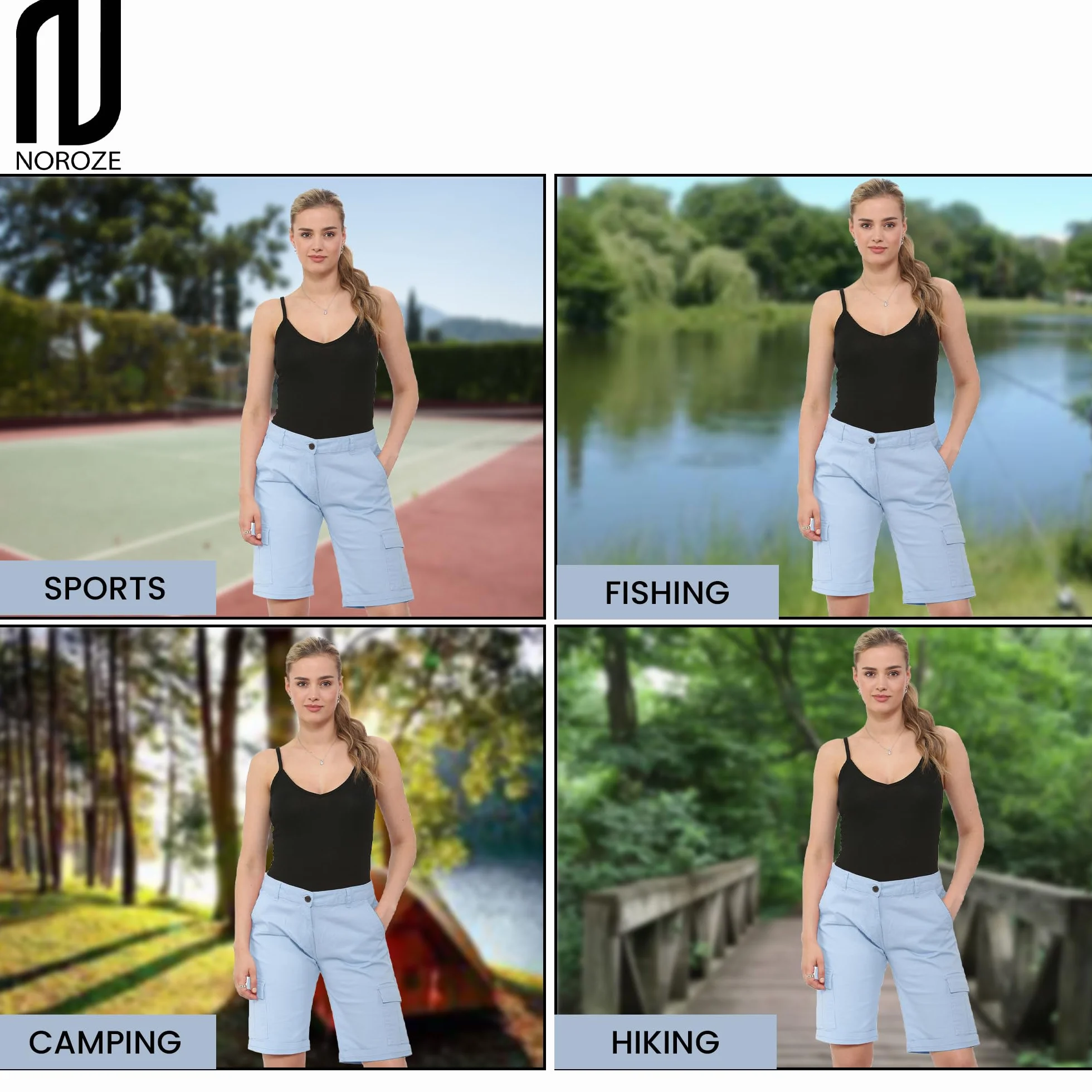 NOROZE Pantalones Cortos Chinos de Combate de algodón, M para Mujer