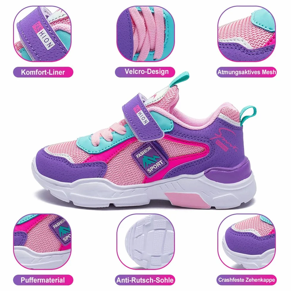 Zapatillas de Niños Niñas Zapatos de Correr Deportivas Ligeras Tenis de Running Shoes de Walking Sneakers Baloncesto Transpirable Cómodo Calzado Deportivo Unisex