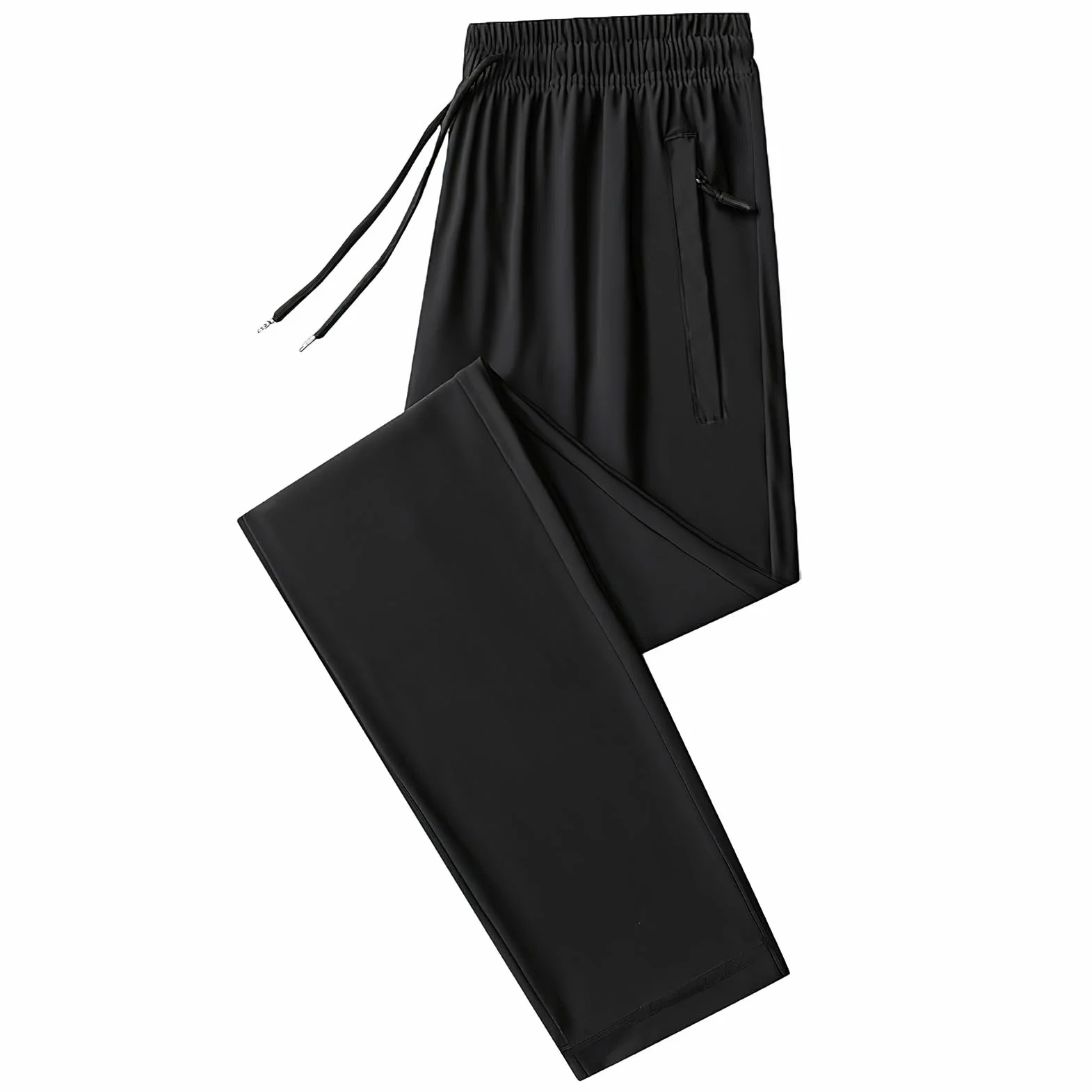 Hombre Verano Pantalones de Chándal Elásticos y Finos Pantalones Deportivos con Bolsillos con Cremallera Pantalones Casuales Ligeros (Fondo Abierto/Fondo Cerrado)