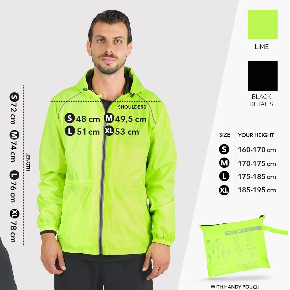 PERLETTI Chubasquero Hombre Cortaviento Impermeable con Capucha Chaqueta Trench Transpirable Waterproof