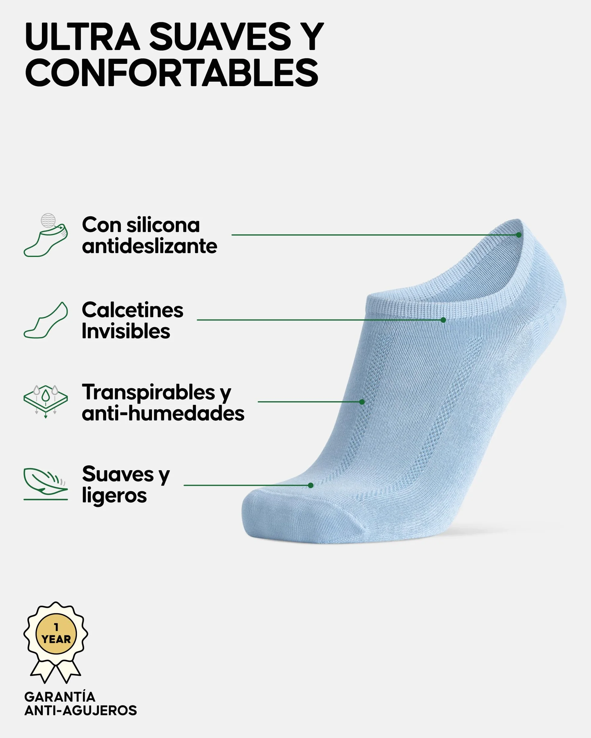 DANISH ENDURANCE Pinkies en Bambú, Transpirables, Calcetines Invisibles para Verano Mujer y Hombre, 6 Pack