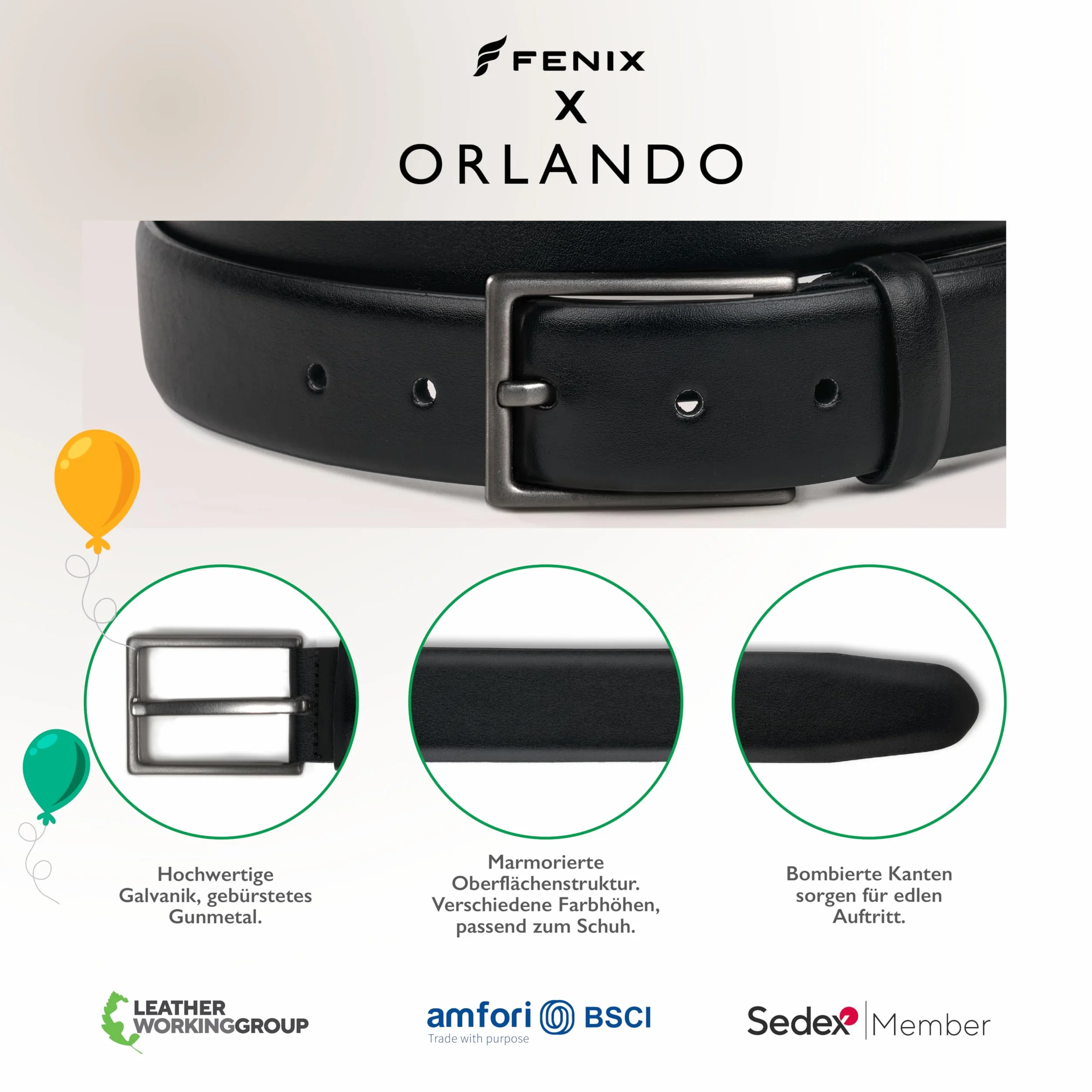 FENIX ORLANDO Cinturón Niños y niñas, cinturón ajustable de cuero para niños y adolescentes, talla 55 cm - 75 cm, hebilla sin níquel de 30 mm de ancho