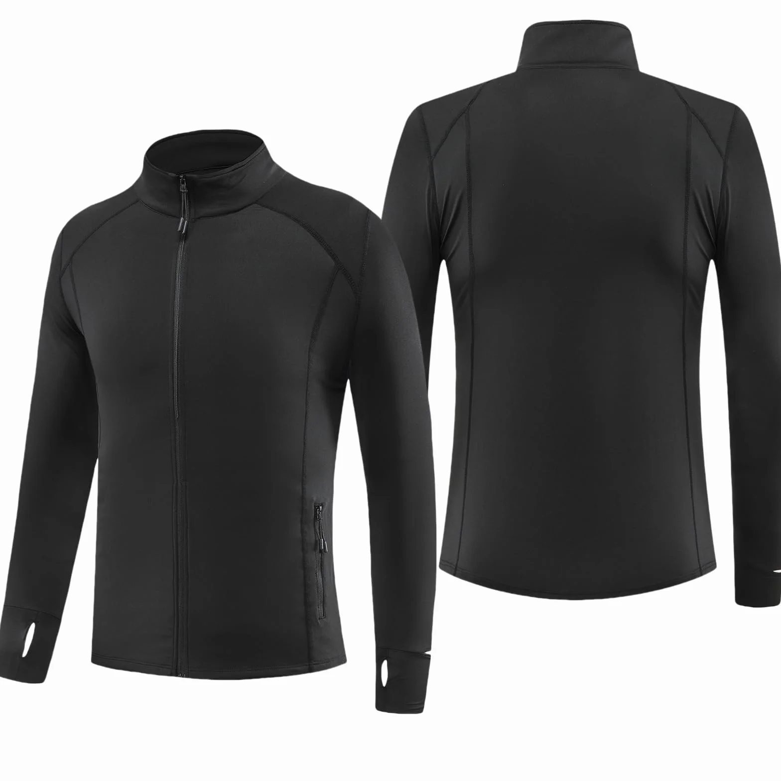 Chaqueta Deportiva Hombre Chaqueta Cortavientos Ligera Bolsillos con Cremallera Jacket Manga Larga con Agujeros para Los Pulgares Secado rápido Transpirable Correr Ciclismo Gym