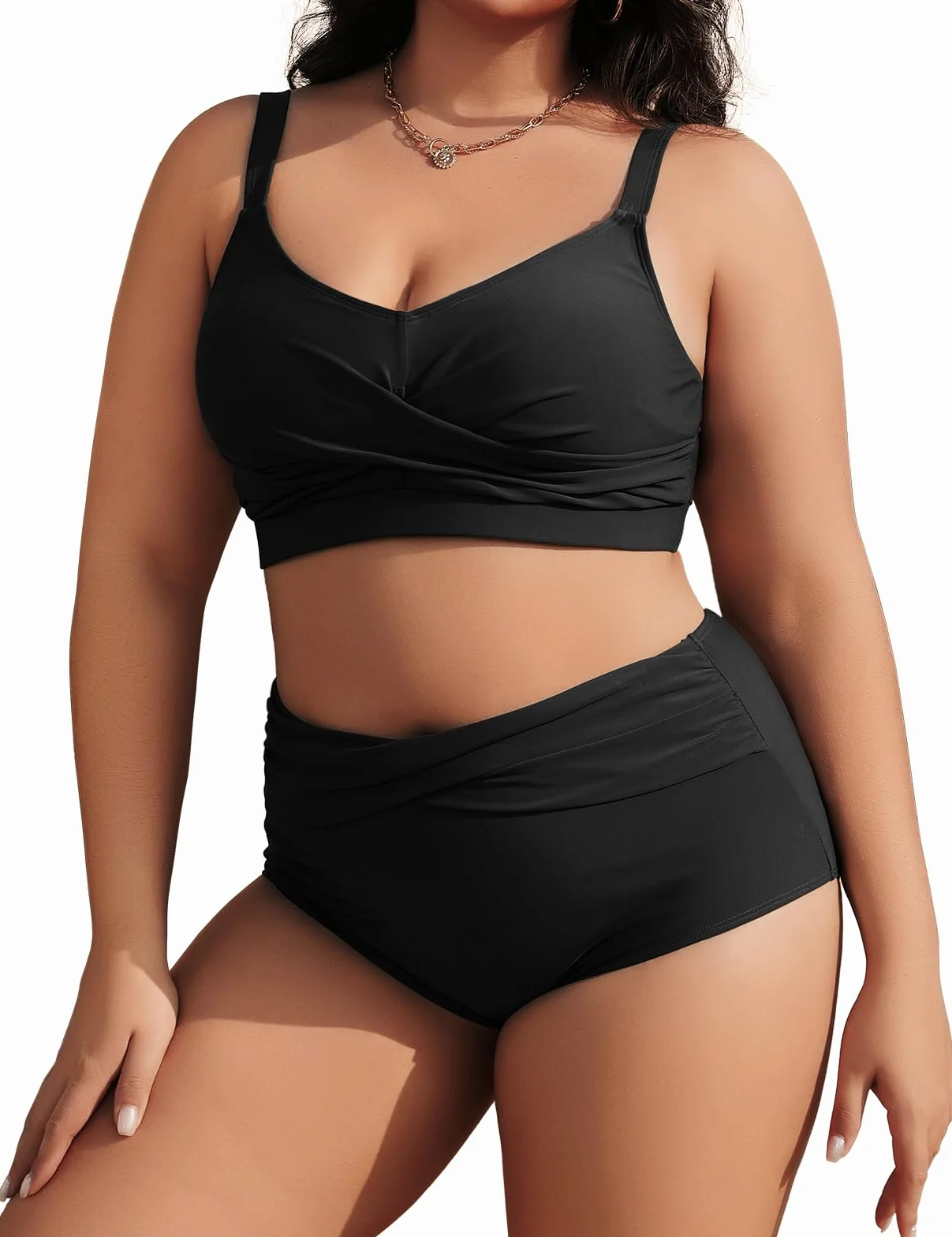 Tuopuda Bikini Mujer Talla Grande Push Up Cintura Alta Traje de Baño Dos Piezas Conjunto de Bikini Biquini con Relleno Bikini Top con Brasileño Braga Alta Natacion Playa M-4XL