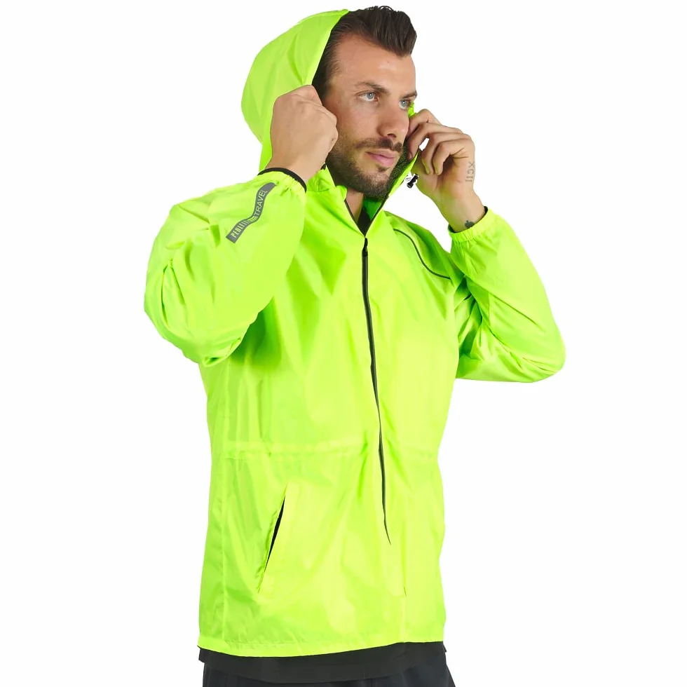 PERLETTI Chubasquero Hombre Cortaviento Impermeable con Capucha Chaqueta Trench Transpirable Waterproof