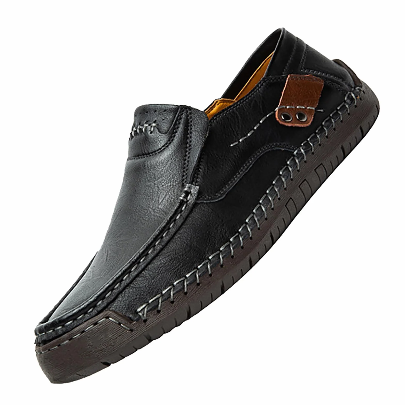 Mocasines de cuero para hombre sin cordones caña baja ligeros transpirables zapatos vestir suela suave