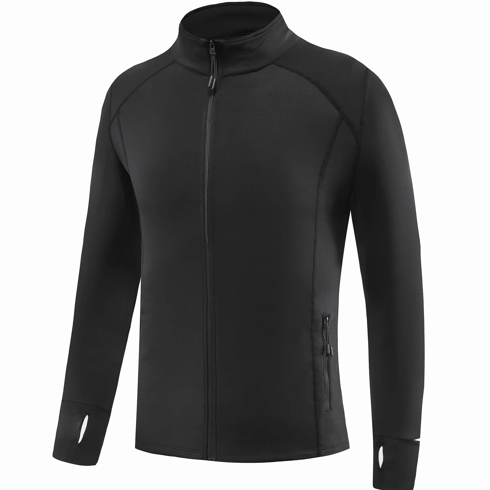 Chaqueta Deportiva Hombre Chaqueta Cortavientos Ligera Bolsillos con Cremallera Jacket Manga Larga con Agujeros para Los Pulgares Secado rápido Transpirable Correr Ciclismo Gym