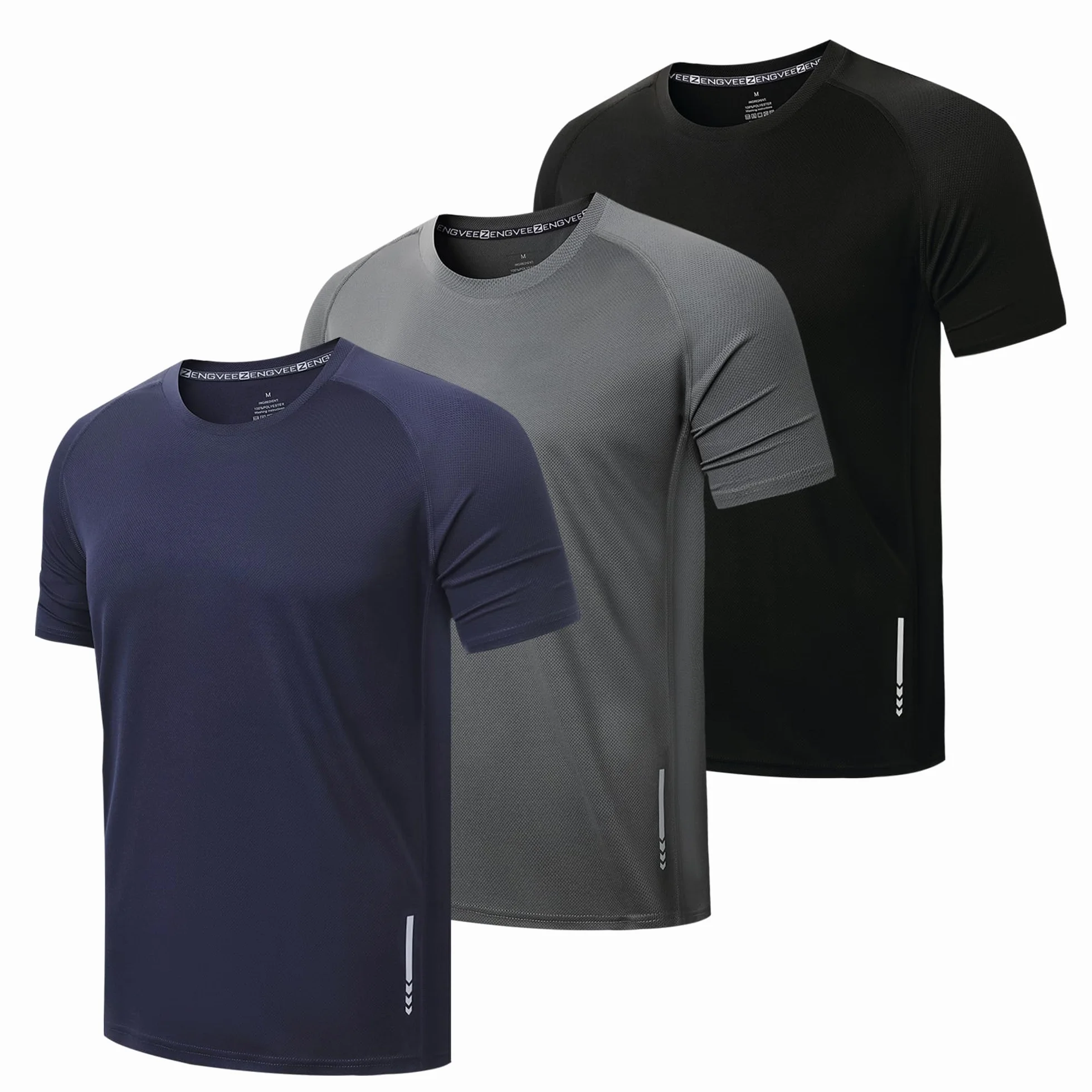 ZENGVEE 3 Piezas Camiseta Deporte Hombre Camisetas Manga Corta Hombre de Secado Rápido Respirable Ropa Gimnasio Running Fitness