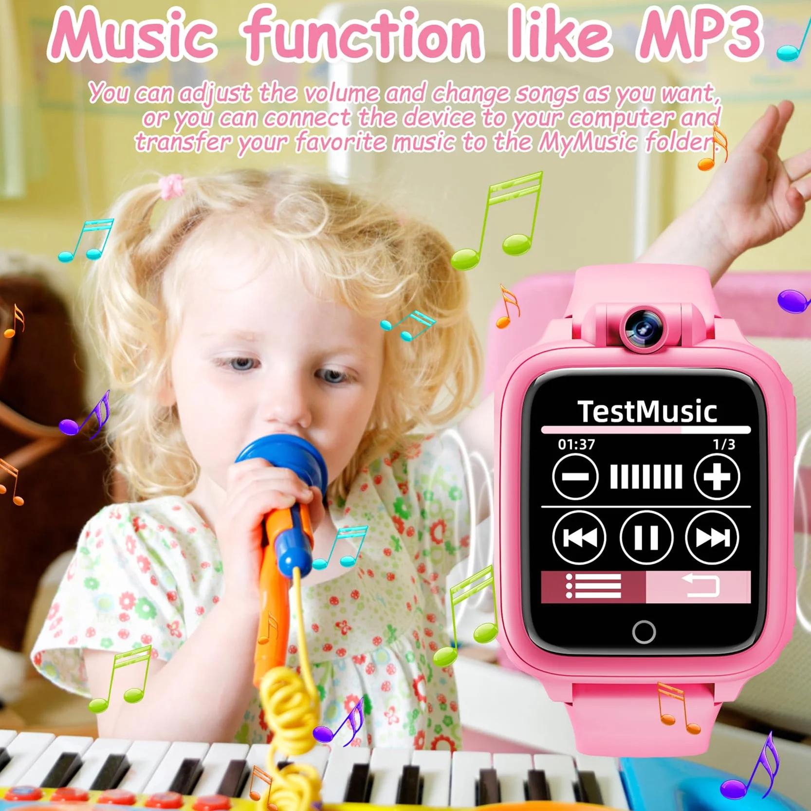 Diswoe Reloj Inteligente Niños, Smartwatch Niña 3 4 5 6 7 8 9 10 11 12 años, Regalo Niña con 14 Juegos, Cámara Giratoria de 90°, Despertador y HD Pantalla Táctil, Regalos para Niños y Niñas