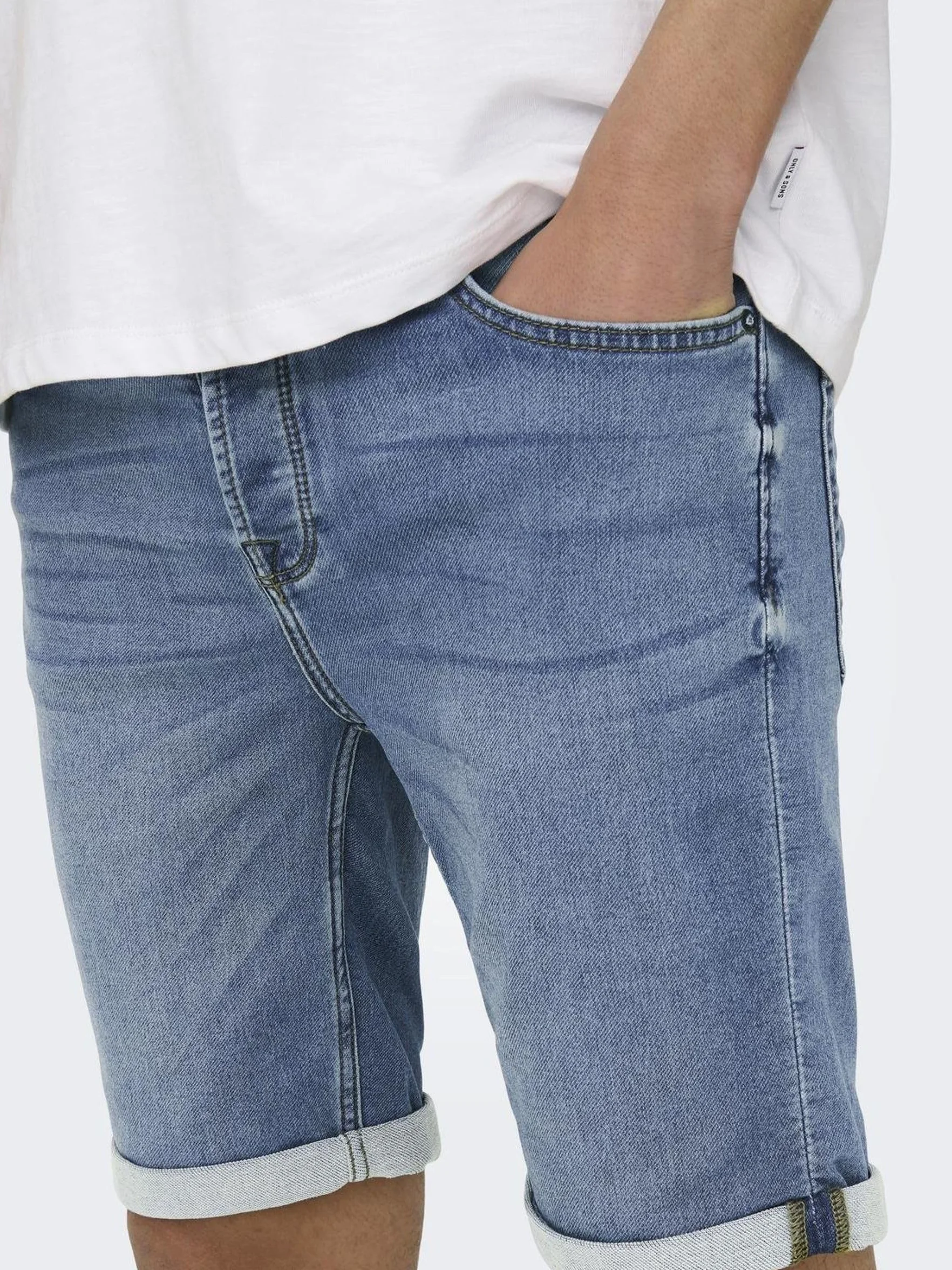 Hombres O&S Pantalones Cortos de Mezclilla Capri 3/4 Bermudas Verano Ocio