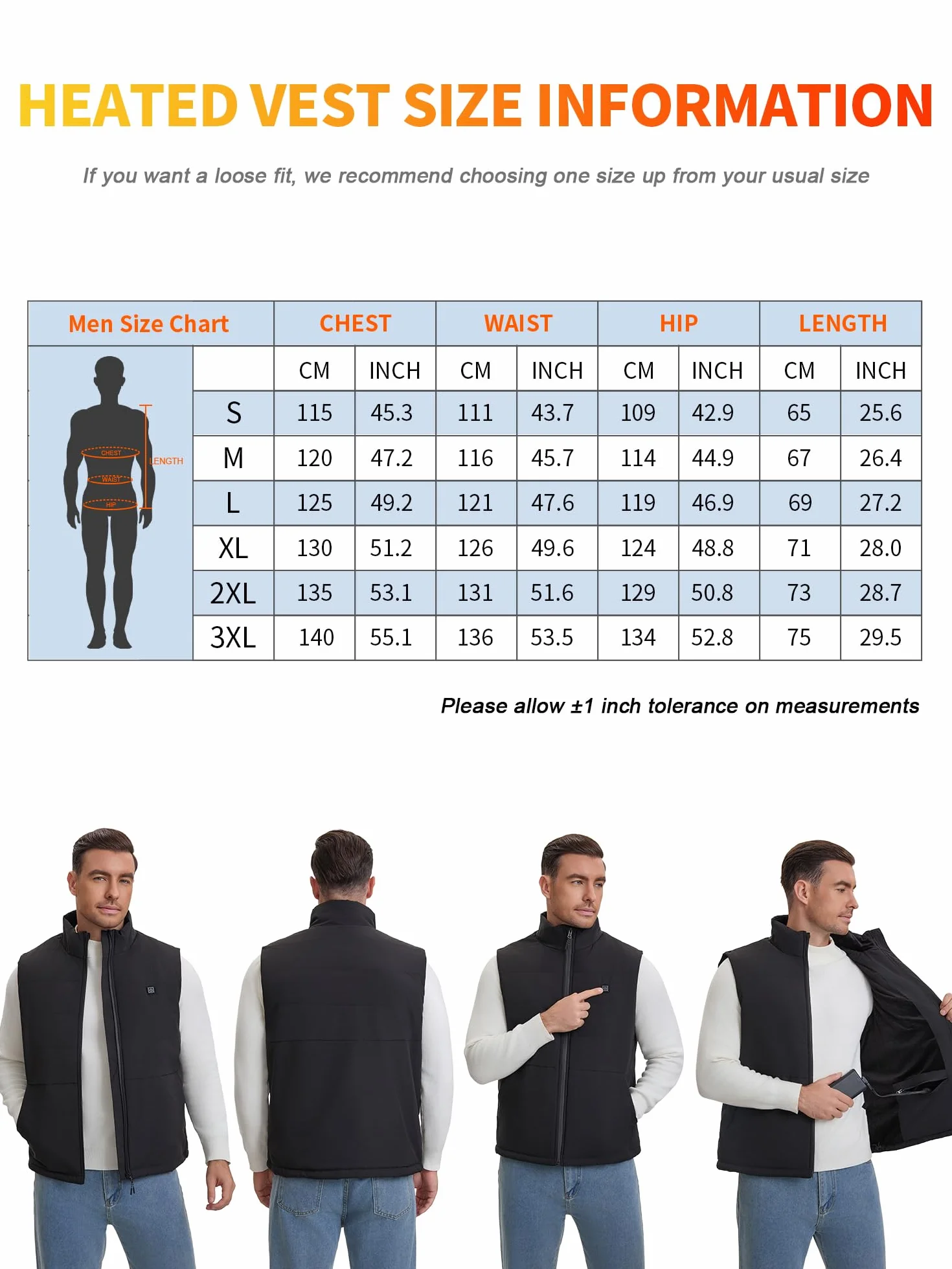 Chaleco Térmico Para Hombres Y Mujeres Con Banco De Energía, Chaqueta Térmica Sin Mangas Con 3 Niveles De Temperatura, Calentador Corporal Térmico Lavable Para Actividades Al Aire Libre