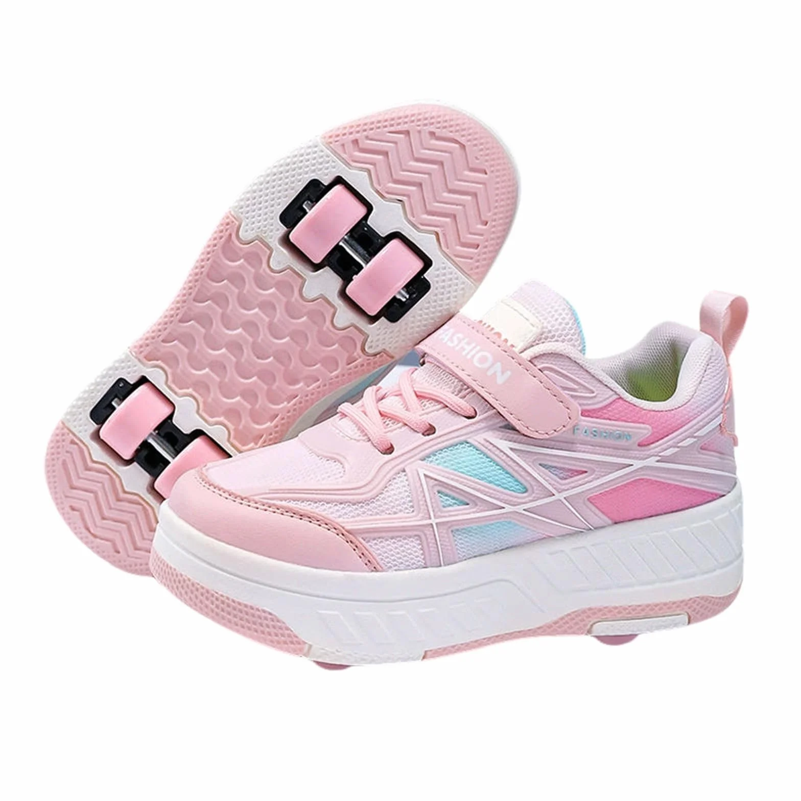Surwin Zapatillas con Ruedas Niña, Zapatos 2 en 1 Skateboard con Hebilla de Nailon