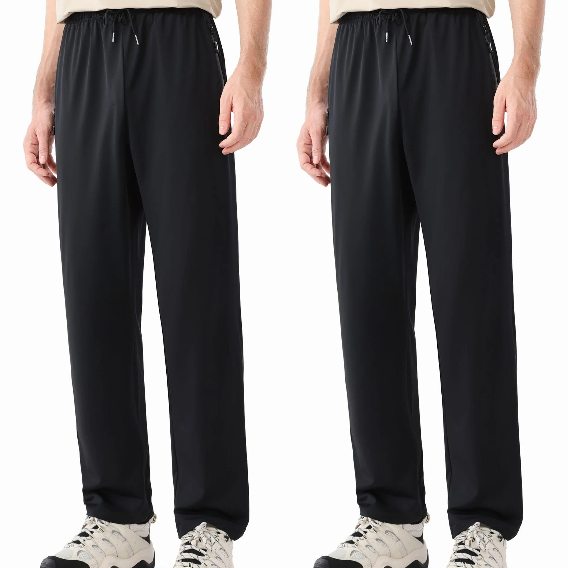 Pantalón Chándal Hombre Pack de 1/2 Tela Ligera Pantalones Deportes Running Secado Rápido Cremallera Bolsillos Elástica Pants Fitness Gimnasio Gym Atletismo Transpirable Entrenamiento Sin Puño
