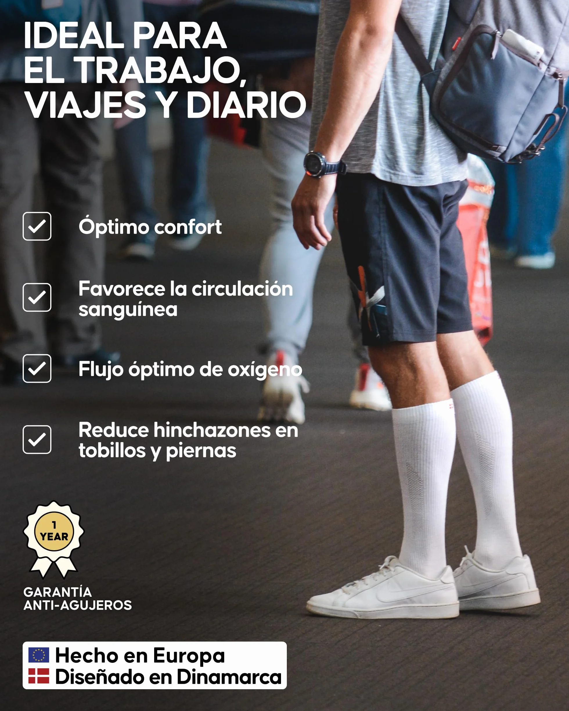 DANISH ENDURANCE Calcetines de Compresión Algodón Orgánico, Mujer y Hombre, Deporte, Recuperación, 1 y 3 Pack