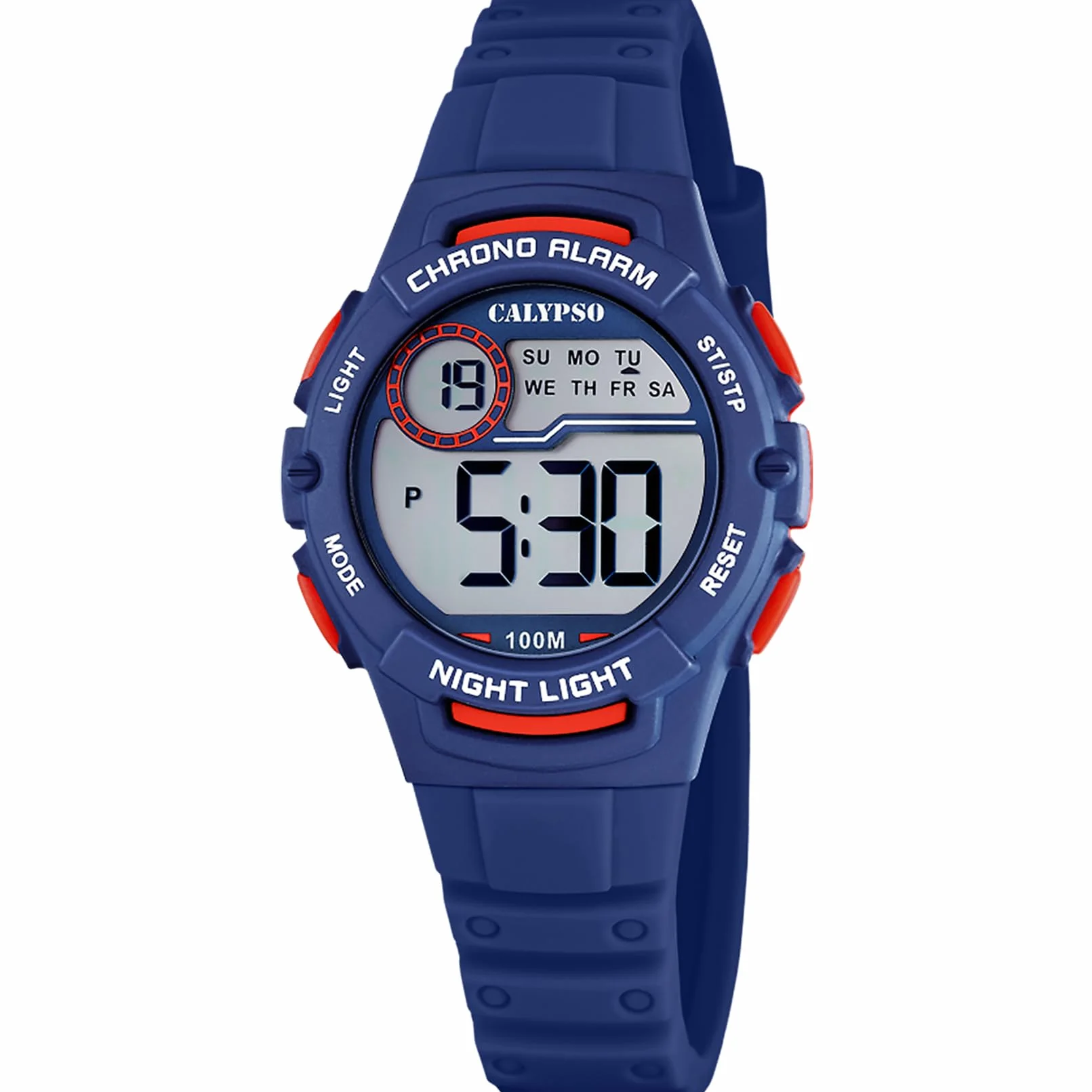 CALYPSO Reloj Digital Infantil Niño Niña de Caucho - Resistente al Agua 10 ATM Fecha y Calendario, Cronógrafo, Doble Horario, Luz, Alarma, 12 y 24 Horas K5852 - Junior Collection