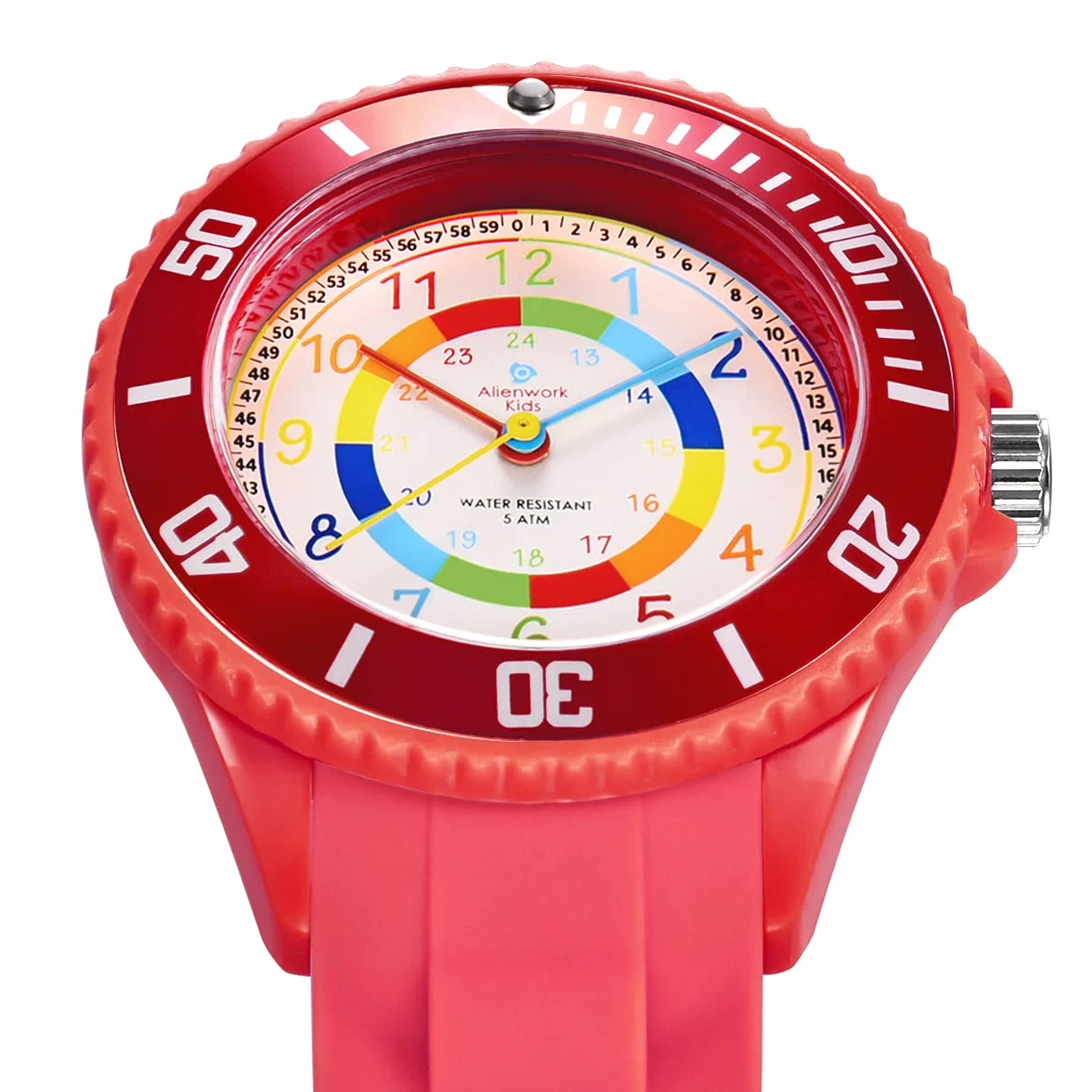 Alienwork Kids Reloj de Aprendizaje Infantil Niño Niña Tiempo de Aprender Impermeable 5 ATM