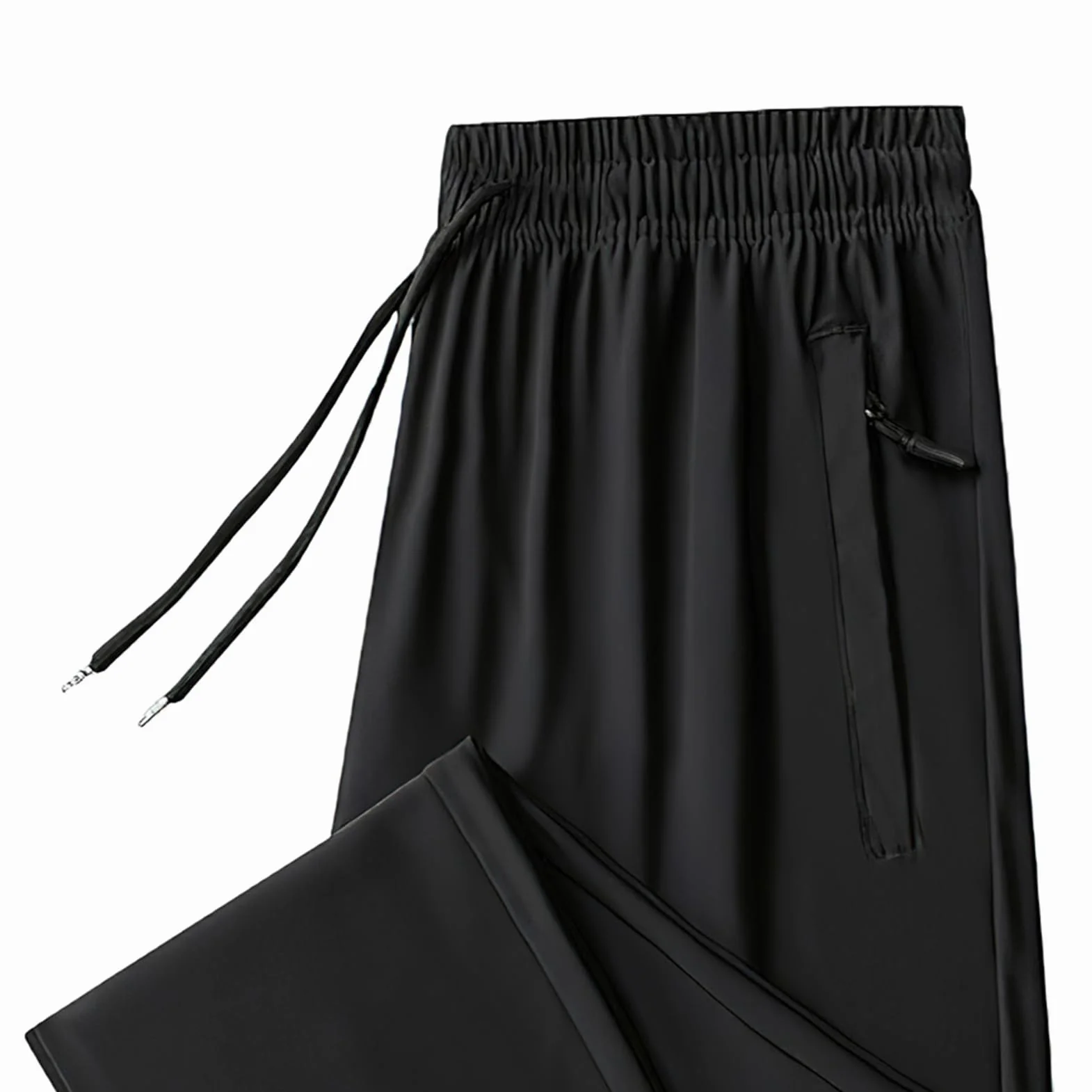 Hombre Verano Pantalones de Chándal Elásticos y Finos Pantalones Deportivos con Bolsillos con Cremallera Pantalones Casuales Ligeros (Fondo Abierto/Fondo Cerrado)