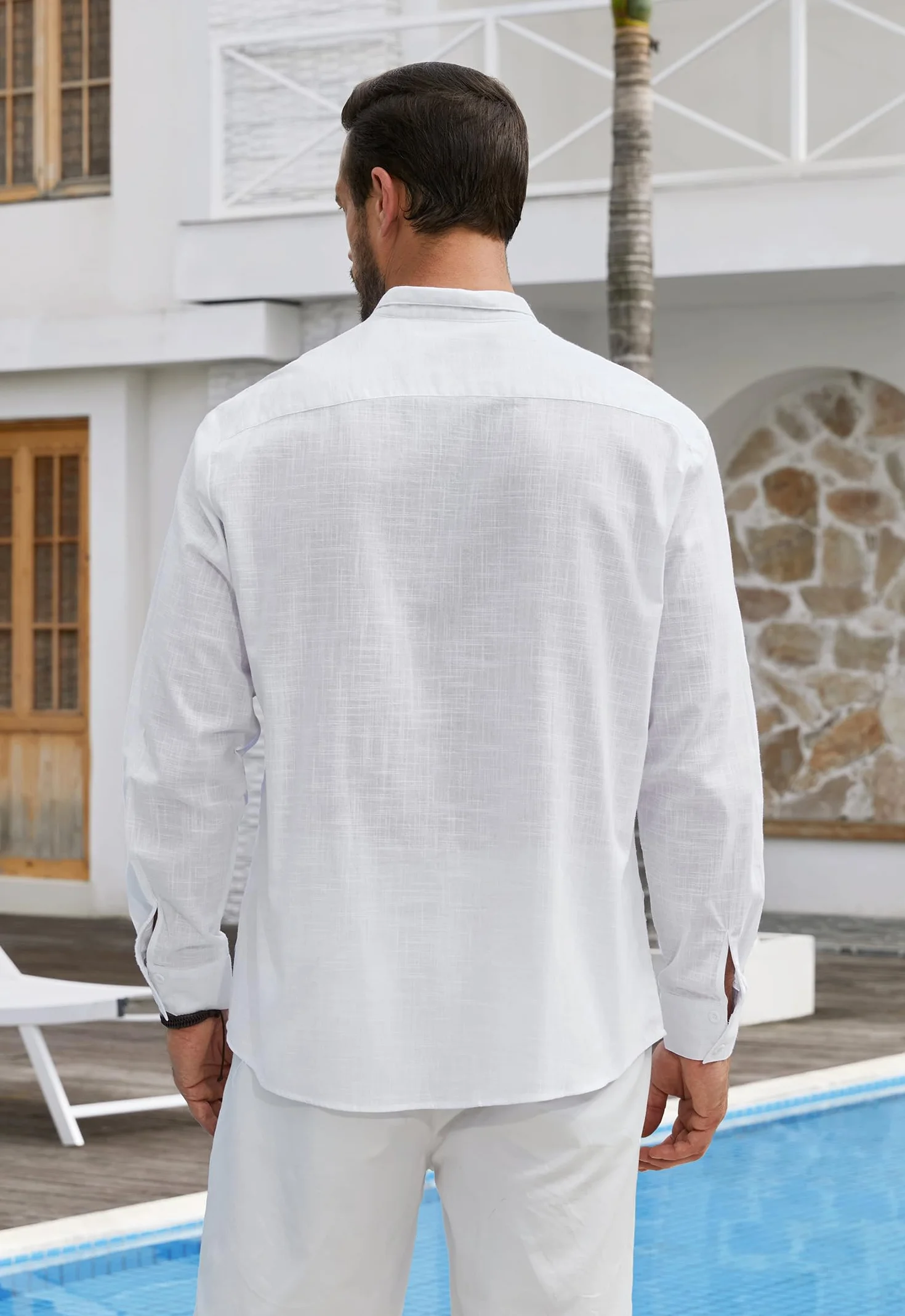 Enlision Camisas Lino Hombre Manga Larga Verano Algodon Casual Camisa Henley Cuello Mao Color Solido S-4XL