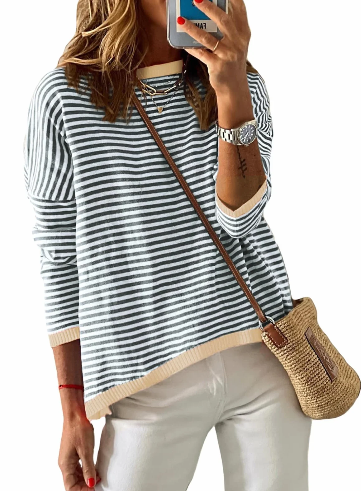 Cuptacc Sudadera Mujer Manga Larga Cuello Redondo Algodón, Beigerrot