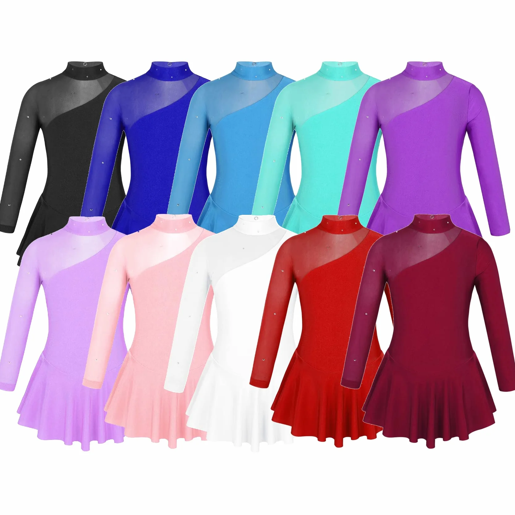 Vestido de danza, vestido de ballet, vestido de baile, guardia, patinaje artístico, una pieza con body de baile