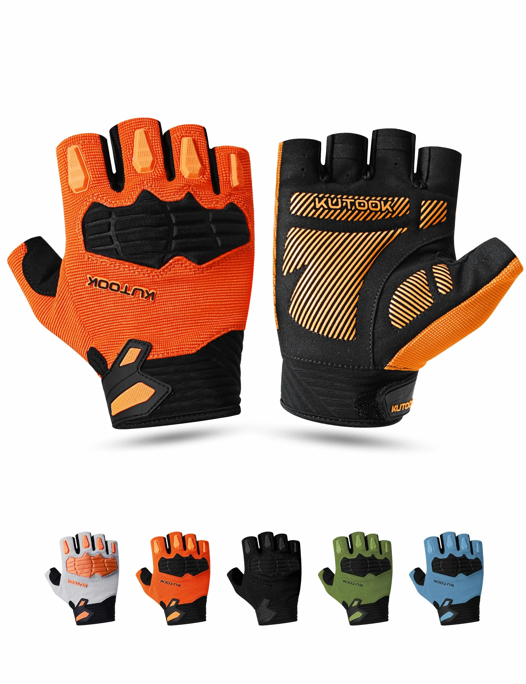 KUTOOK MTB Guantes de Ciclismo de Montaña Hombres Mujeres Verano con 5mm Palma Pad TPR SCR Protect Touch-Screen Transpirable KT202