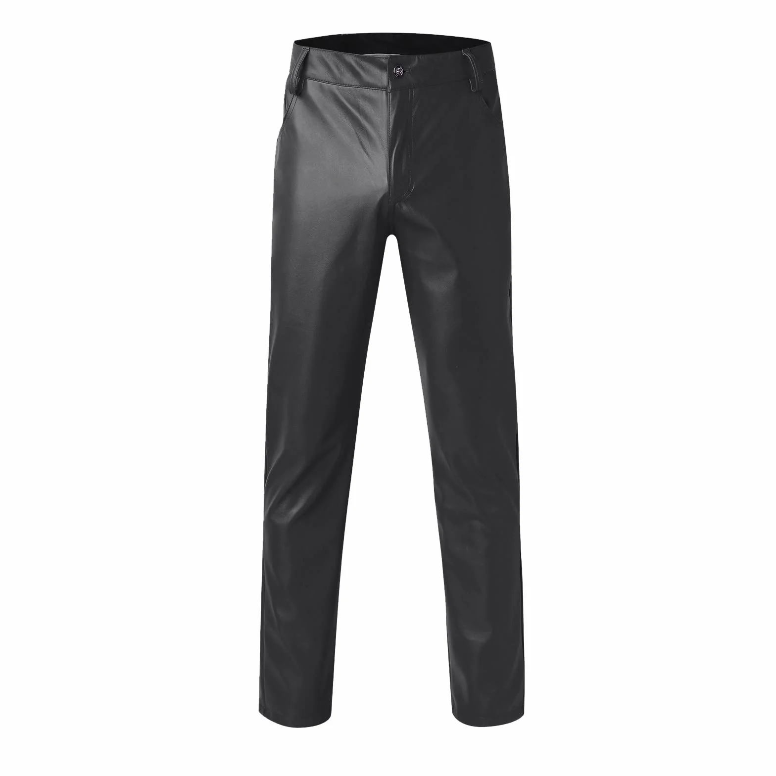 2026 Pantalones de cuero de corte estrecho para hombre Leggings color elástico tendencia motocicleta pantalones de cuero